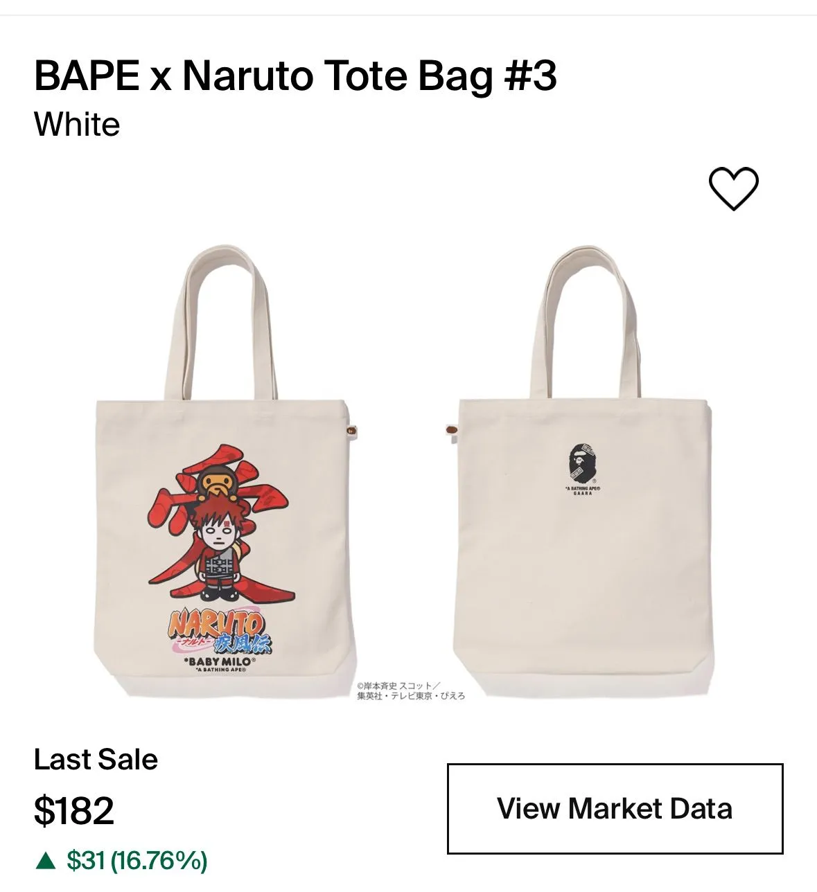 Product image for Bape x Naurto Tote Bag (Gaara)