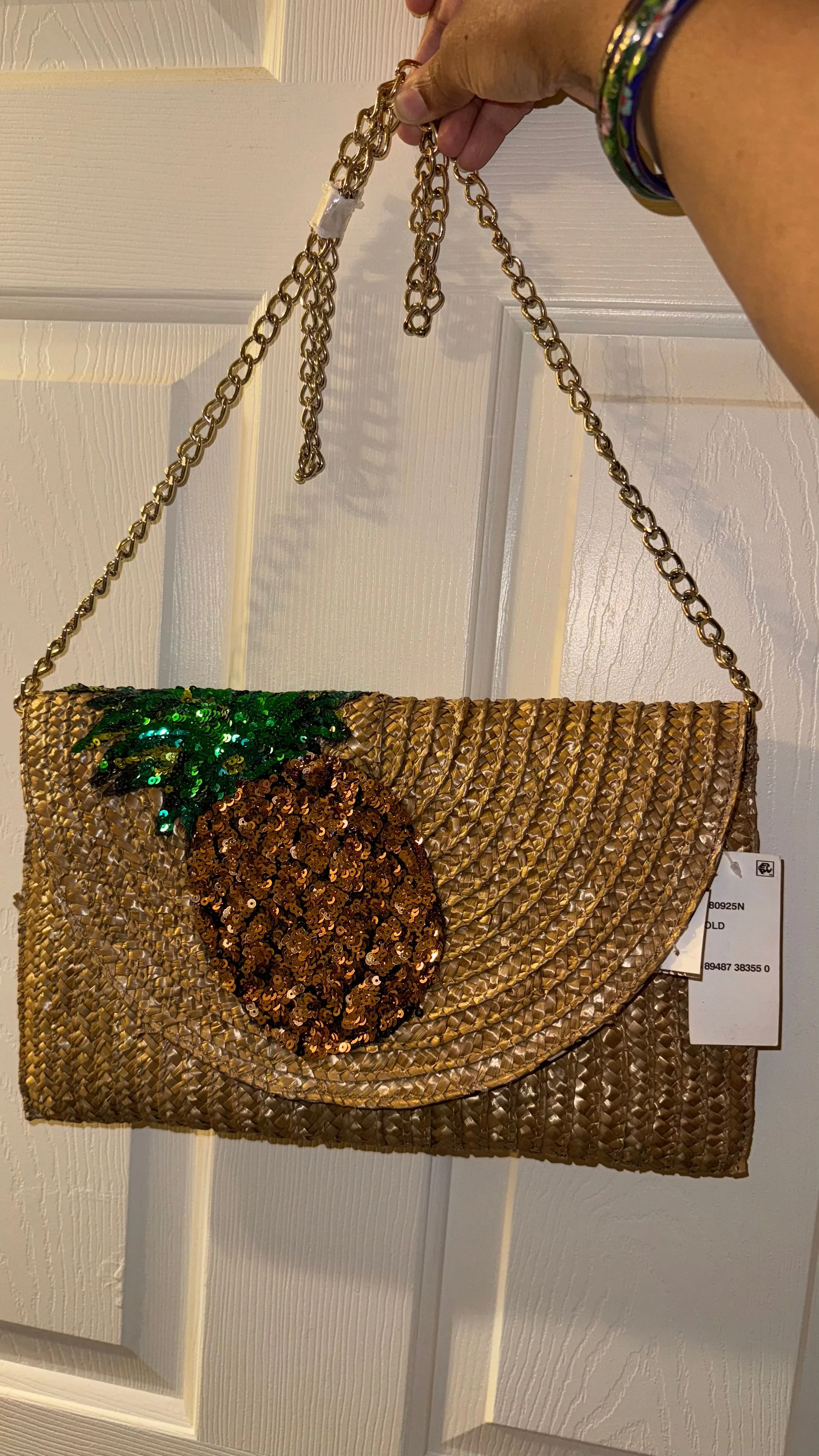 Product image for Betsey Johnson Straw Sequin Clutch/Shoulder Bag