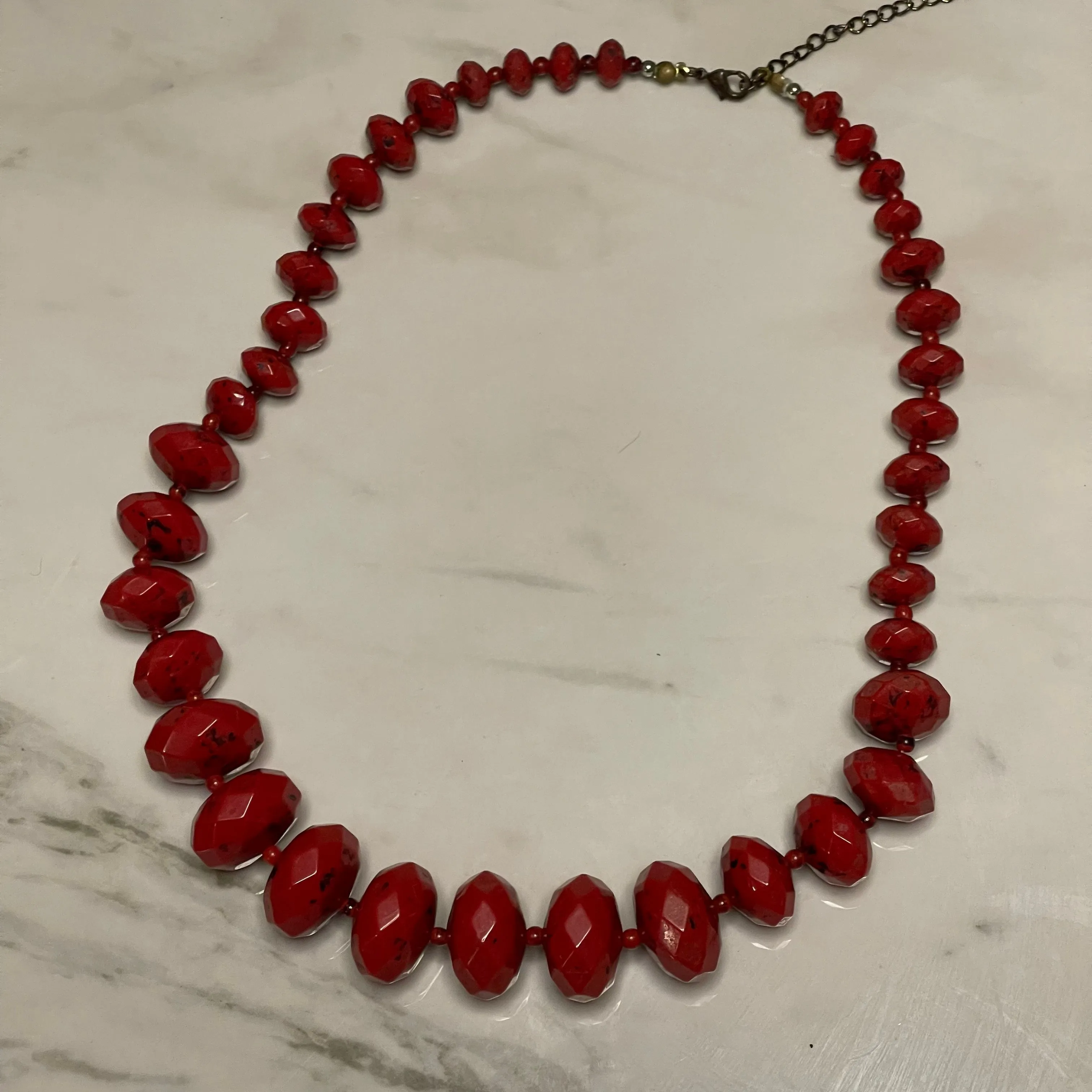 Product image for Red Multifaceted Bead necklace