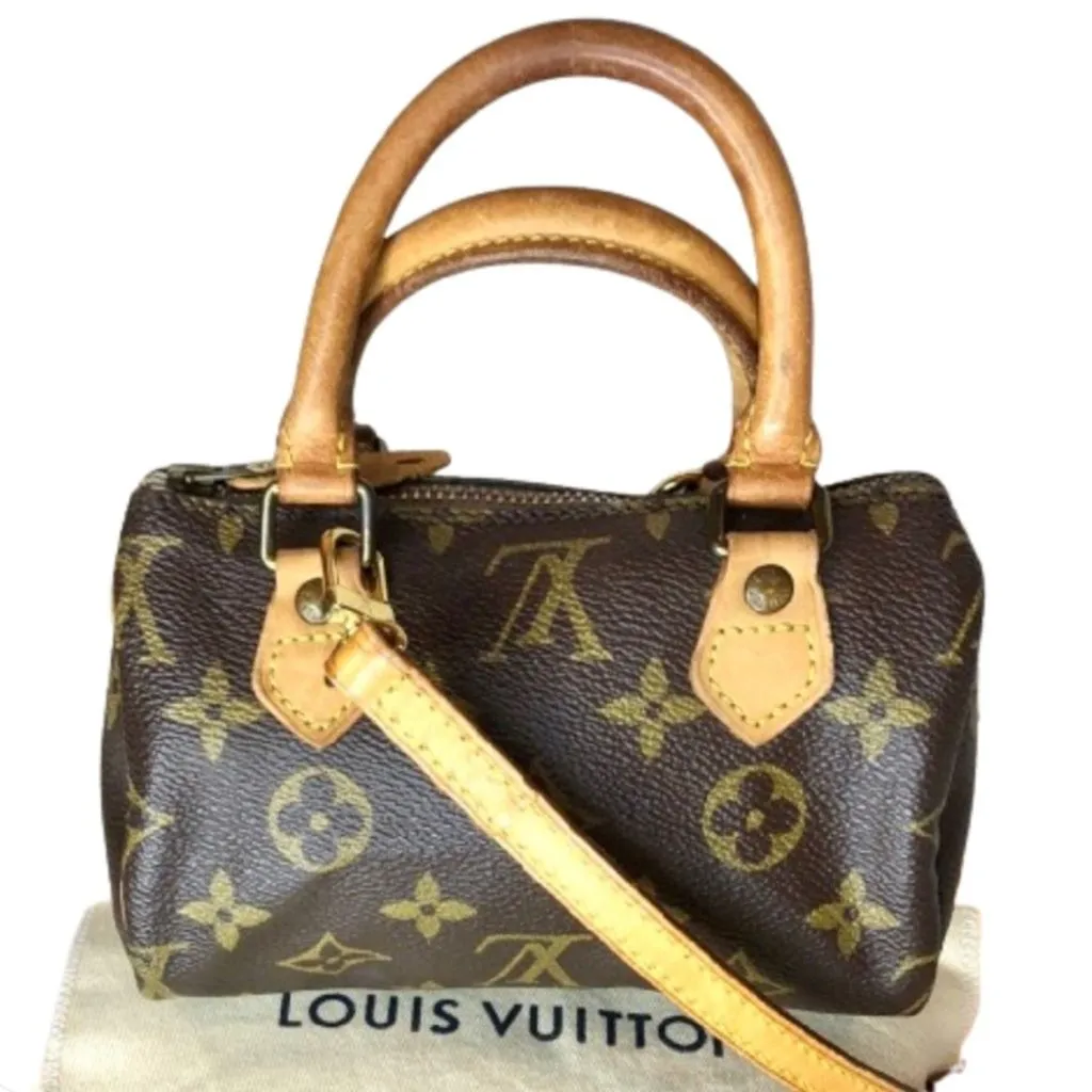 Product image for LOUIS VUTTON Mini Speedy Monogram Bag w/ LV Dust Bag/Box, LV Strap, COA