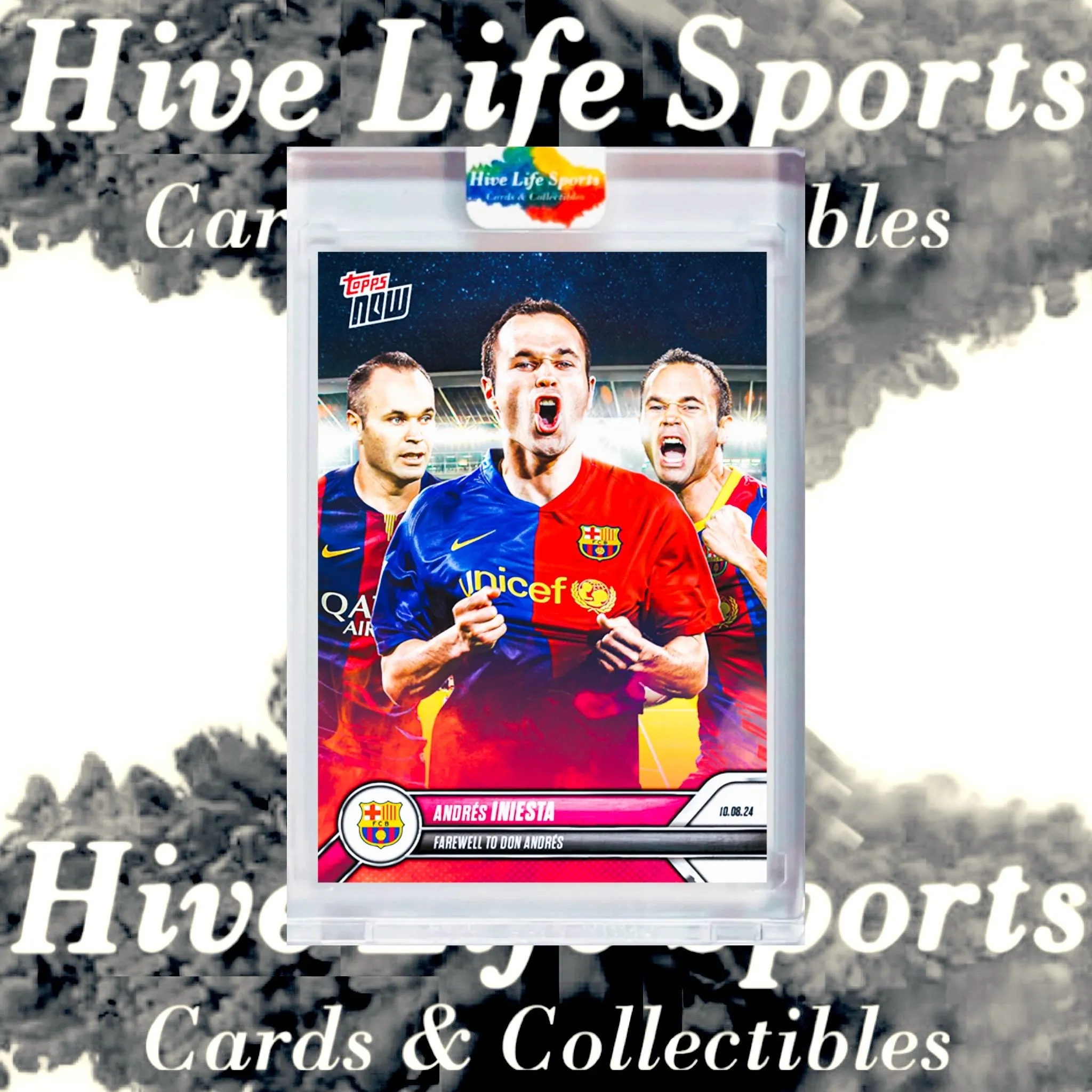 Product image for Andres Iniesta 2024-25 Topps Now Farewell #2 FC Barcelona w/ HLS One Touch