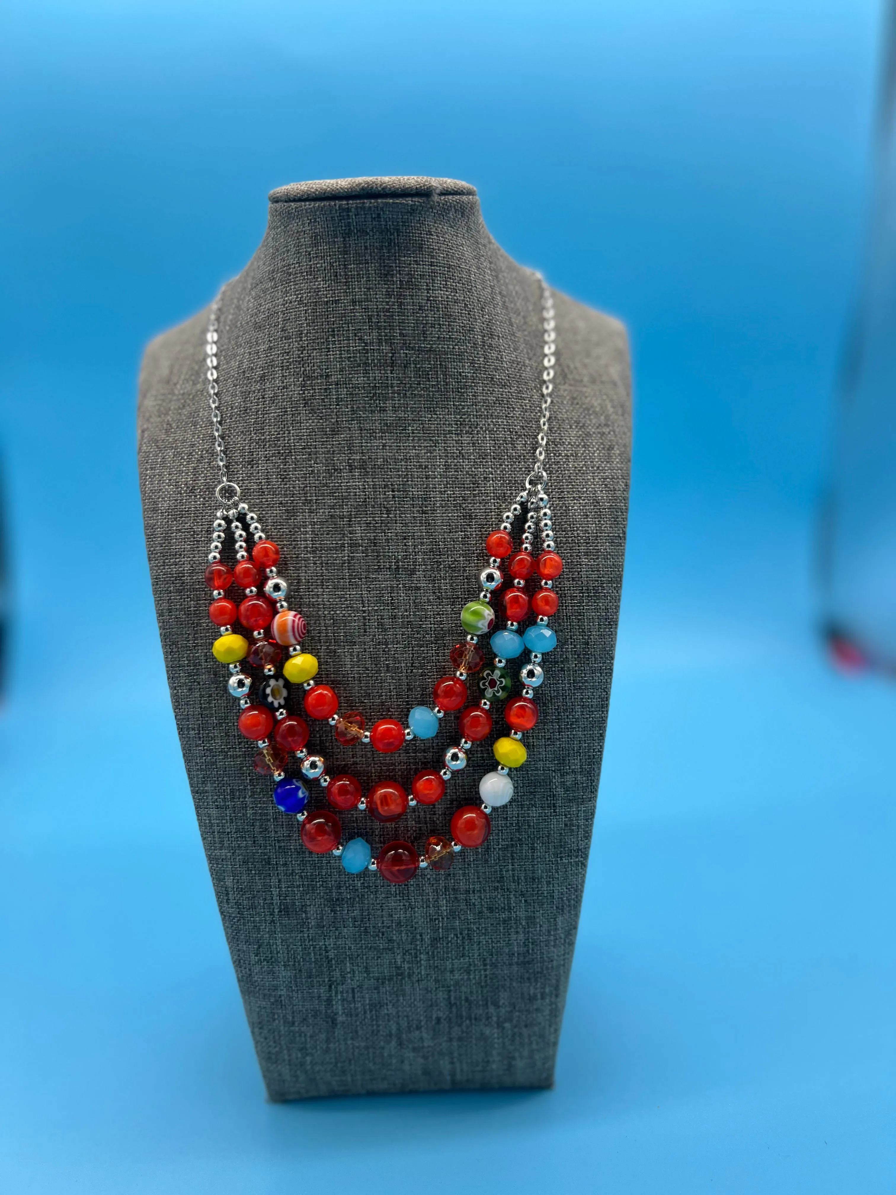 Product image for Multicolor three layer beaded chain ￼