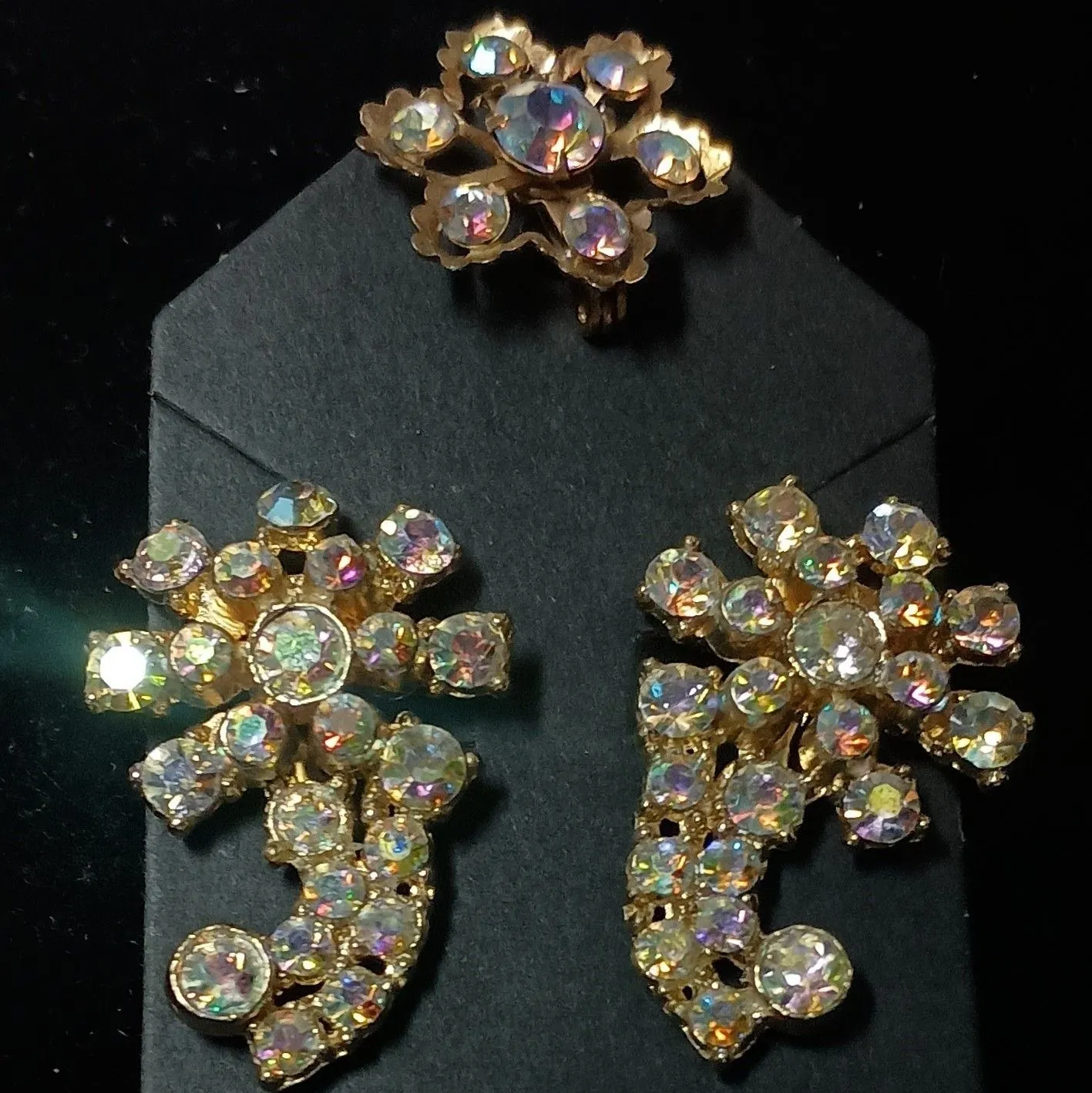 Product image for Aurora Borealis Mini Brooch and clip on Earrings