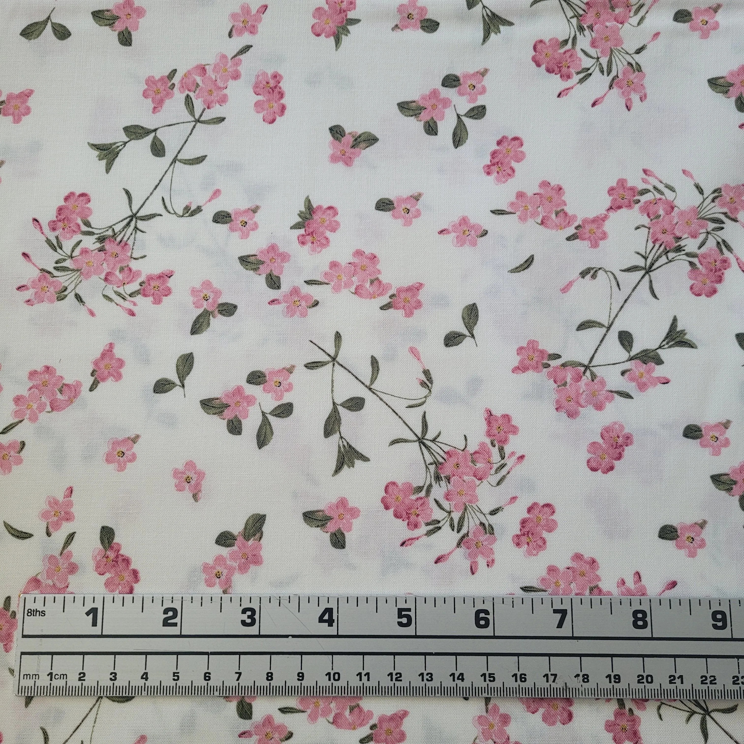 Product image for 1 yard. Riley Blake. Pink Blossom on white