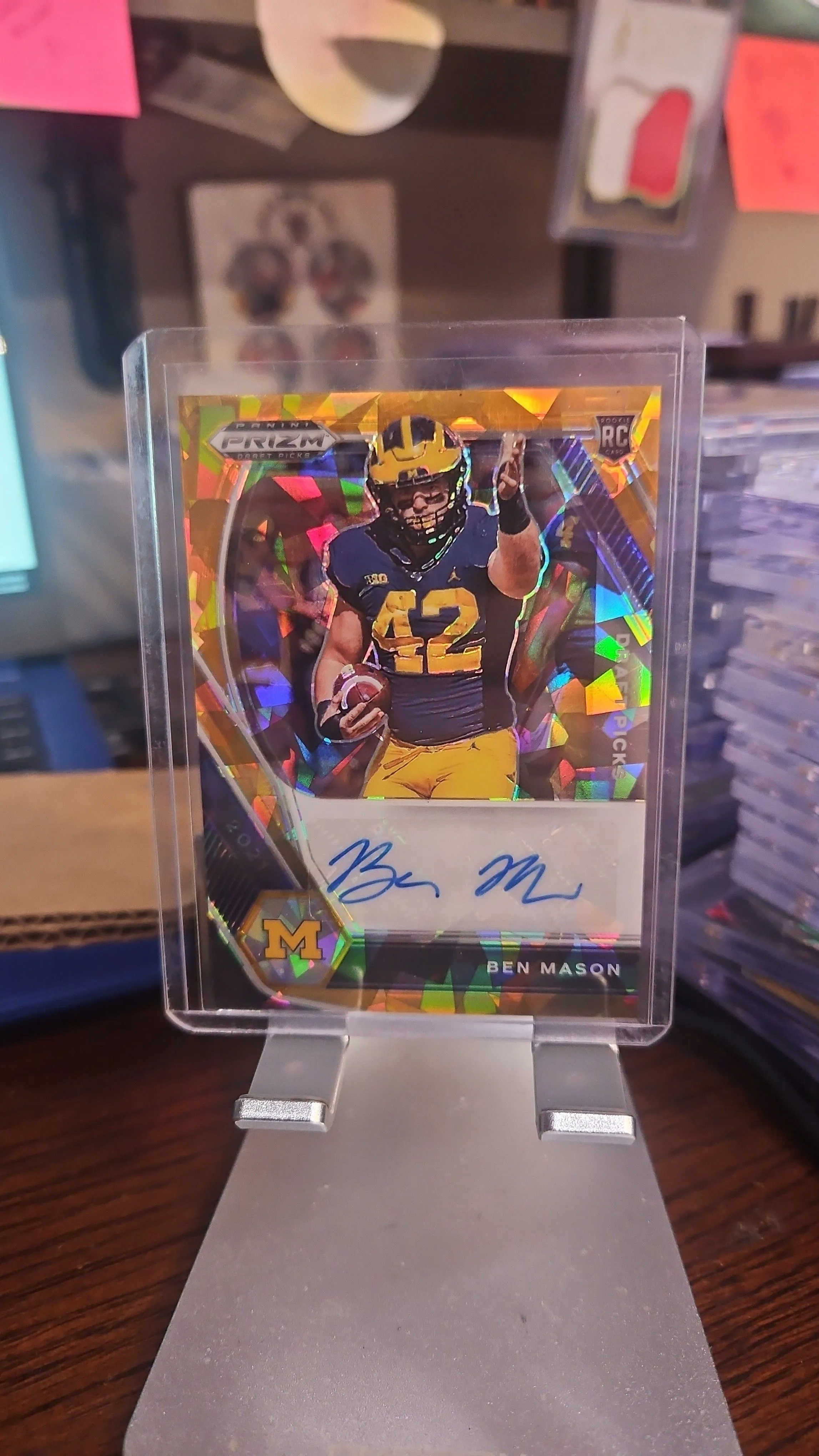 Product image for Ben Mason Rookie Auto...2021 Prizm Draft Cracked Ice...Color Match....Michigan