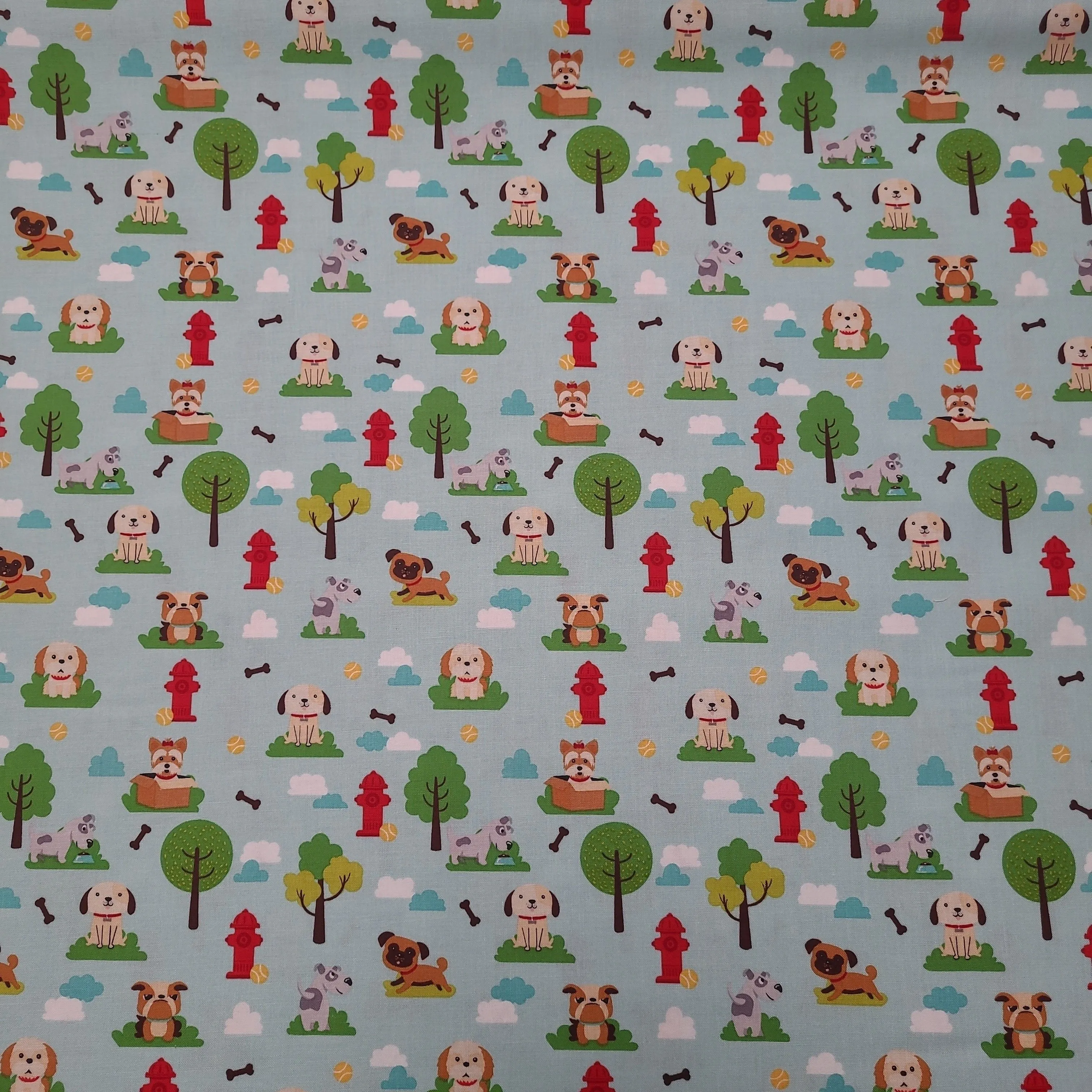 Product image for Riley Blake PETS fabric. 100% cotton. dogs and hydrants