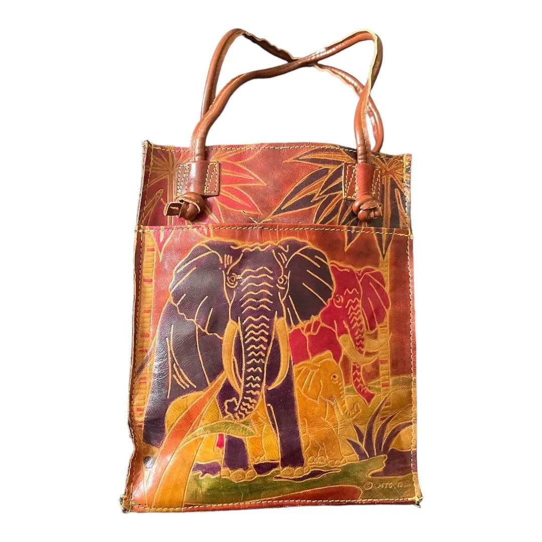 Product image for Vintage Leather Multicolored Elephant MTC 1992 Purse