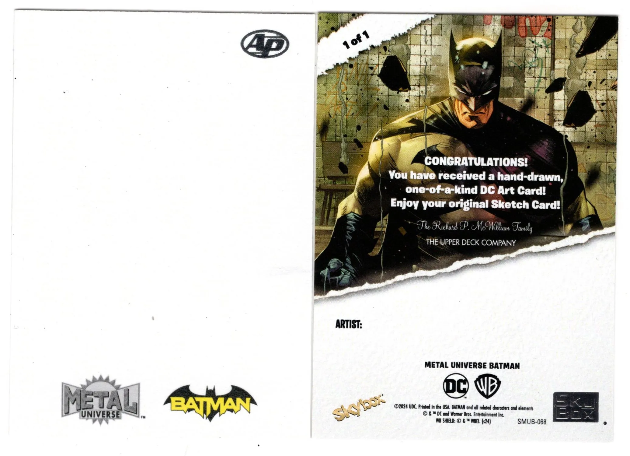 Product image for AP Upper Deck ORIGINAL ART commission Sketch Card | Batman MEAL
