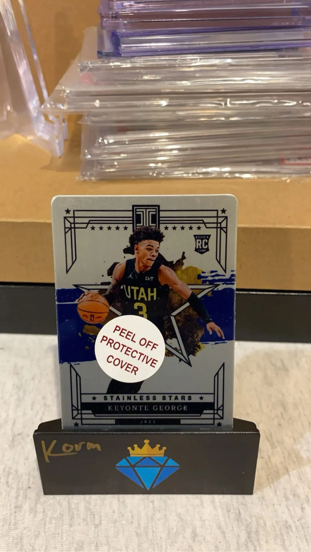 Product image for Keyonte George Rookie 2023-24 Panini Impeccable Stainless Stars Blue Parallel /75 Jazz