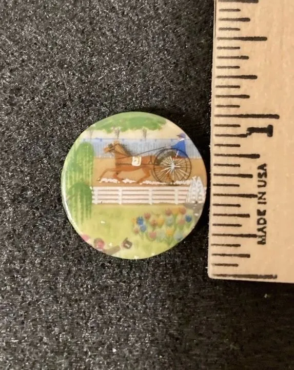 Product image for Dollhouse Miniature Ceramic Plate w Old-Time Horse Race scene
