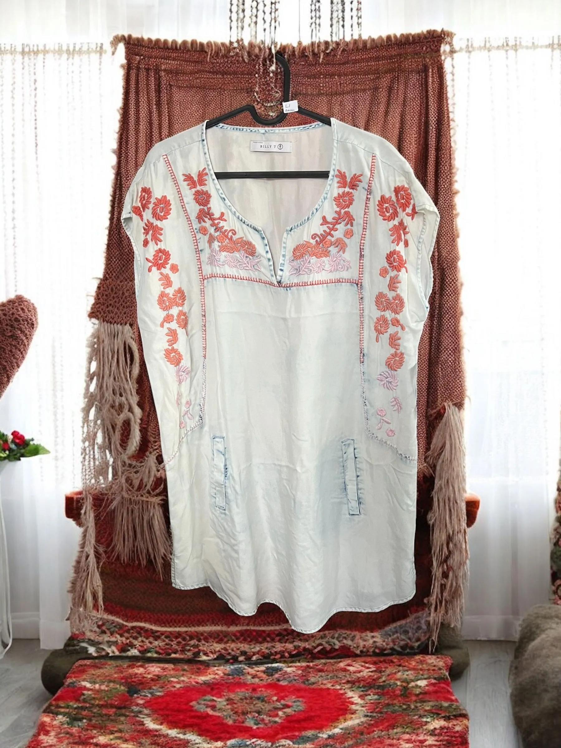 Product image for A45. BILLY T embroidered tunic/dress. See Measurments