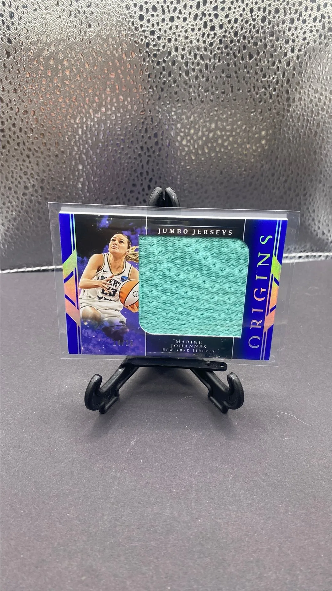 Product image for Marine Johannes 2024 Panini Origins WNBA Jumbo Jersey Blue #14/25     Liberty