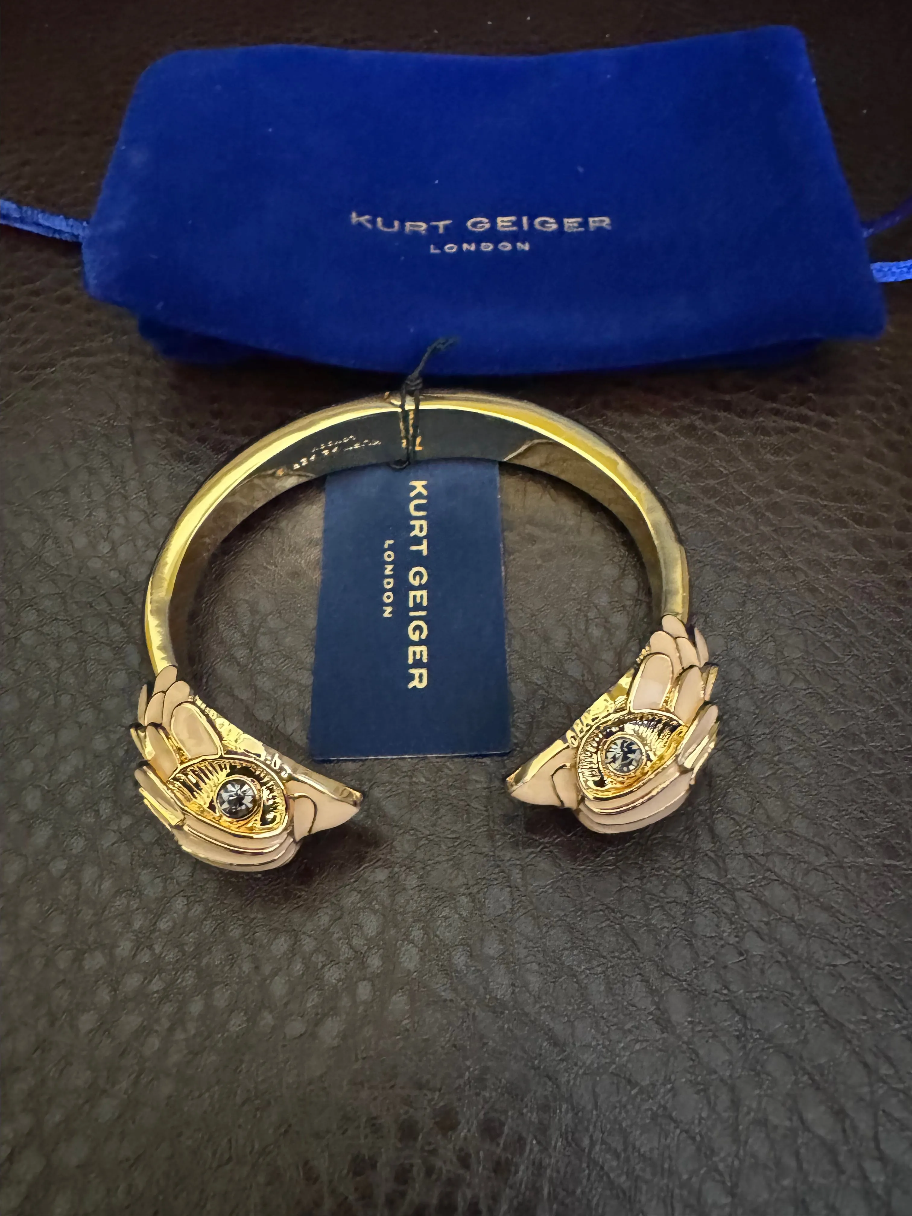 Product image for Kurt Geiger Pink Enamel  Eagle Hinge Cuff Bracelet