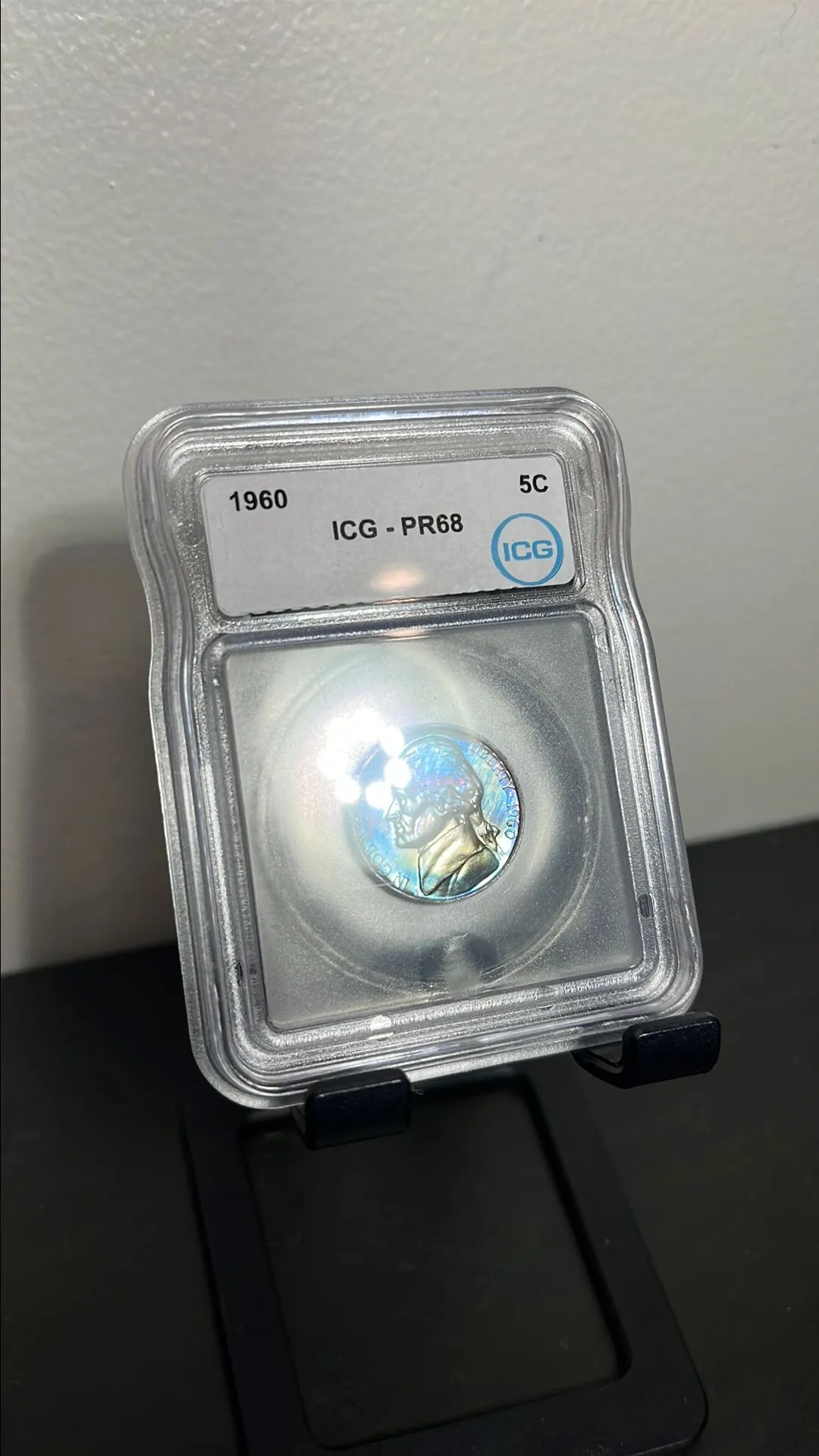 Product image for 1960 PR68 Amazing Blue Toned Jefferson Nickel