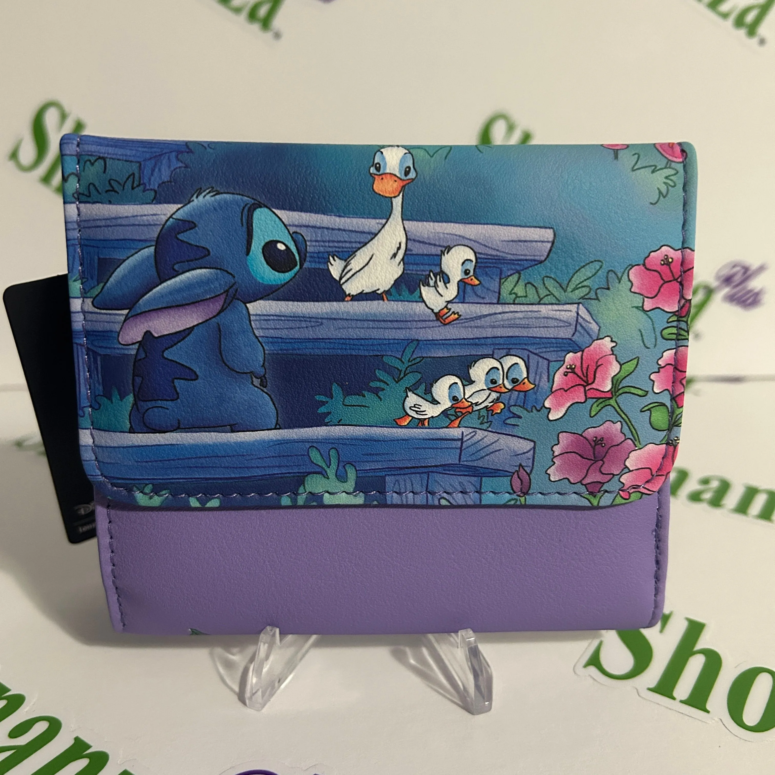 Product image for Loungefly Flap Wallet Disney Lilo Stitch Ducklings Card Slots Billfold Floral