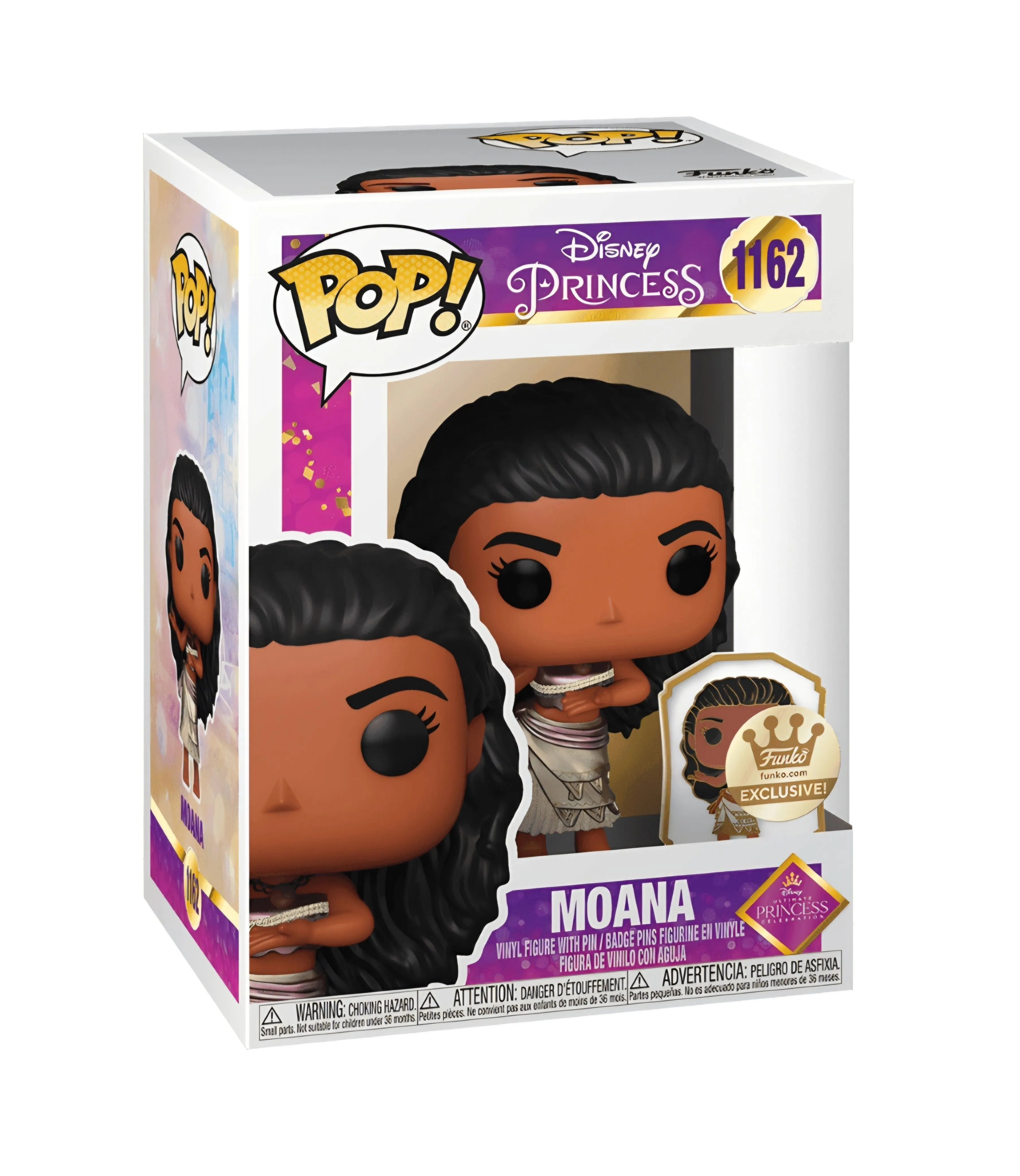 Product image for Funko POP! Gold Moana with Enamel Pin #1162 Disney Princess Funko.com Exclusive w/Protective Case
