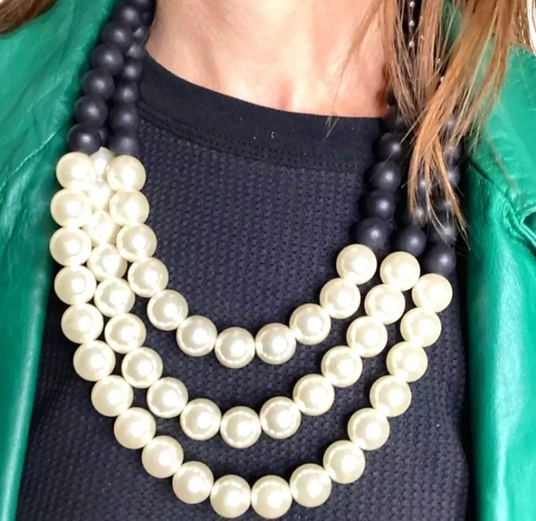 Product image for Vintage Runway Massive Faux Pearls Multistrand Statement Necklace