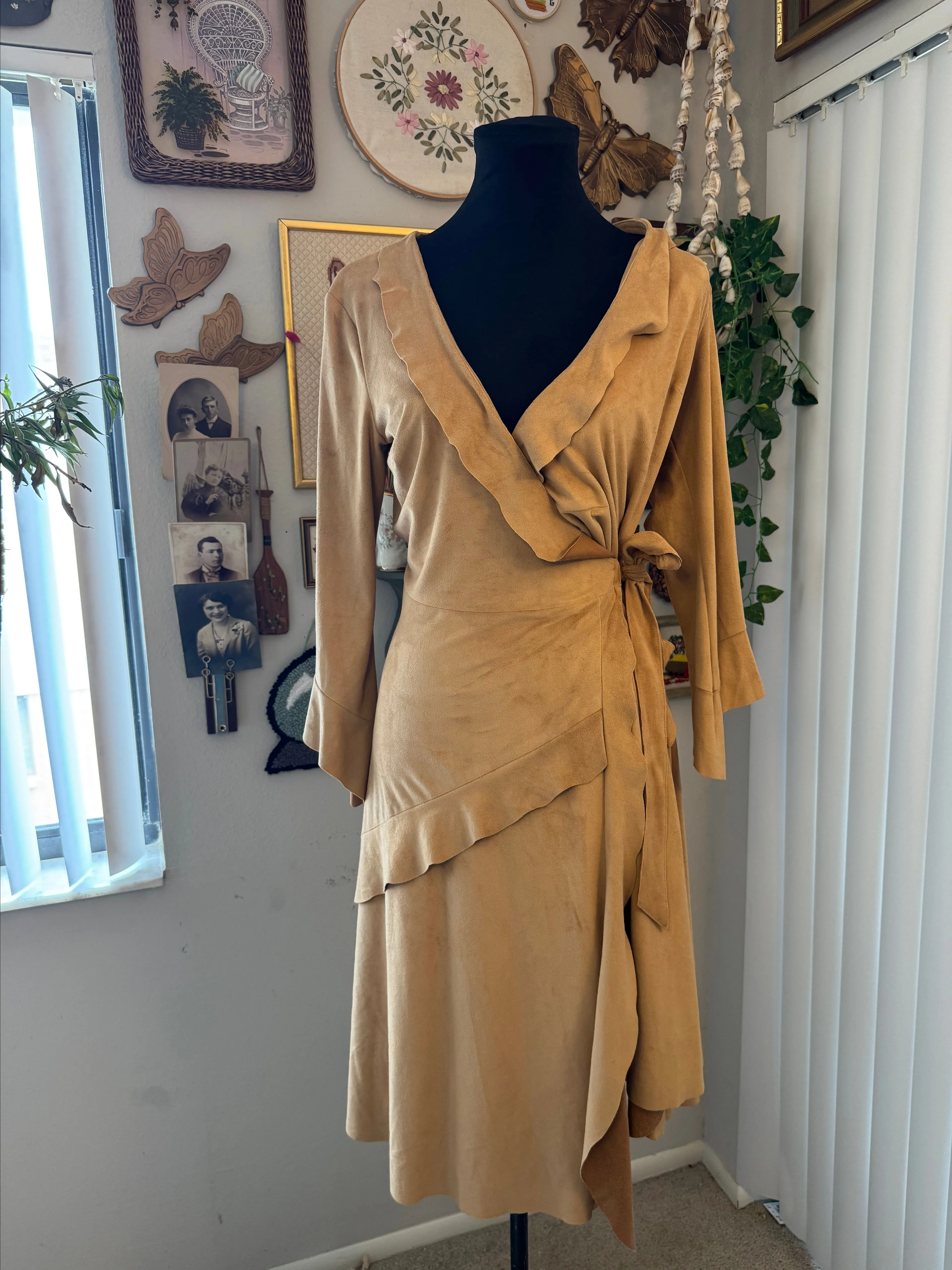 Product image for Suede Y2K Bebe Wrap Dress