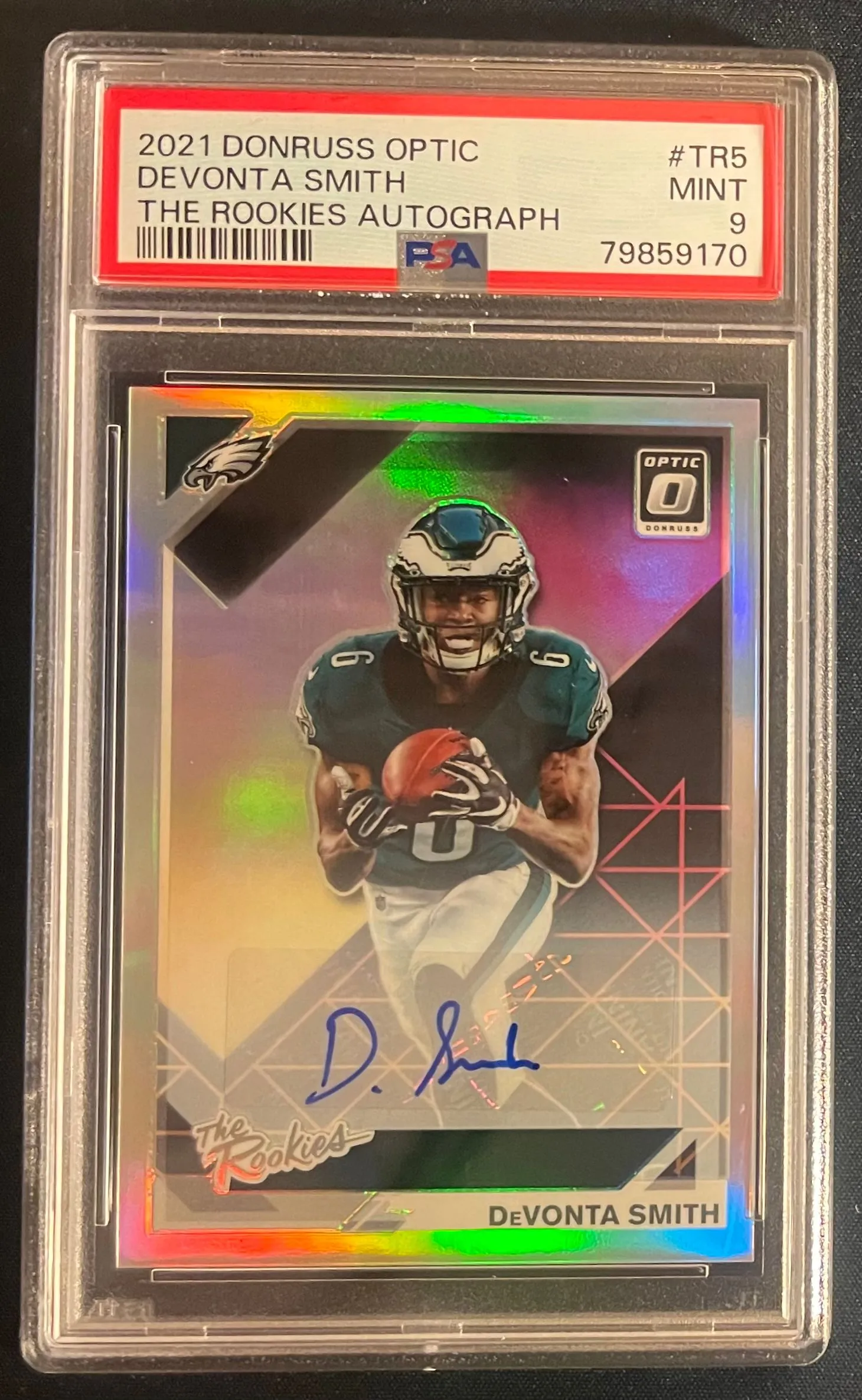 Product image for 2021 Optic Devonta Smith The Rookies Auto /99 PSA 9