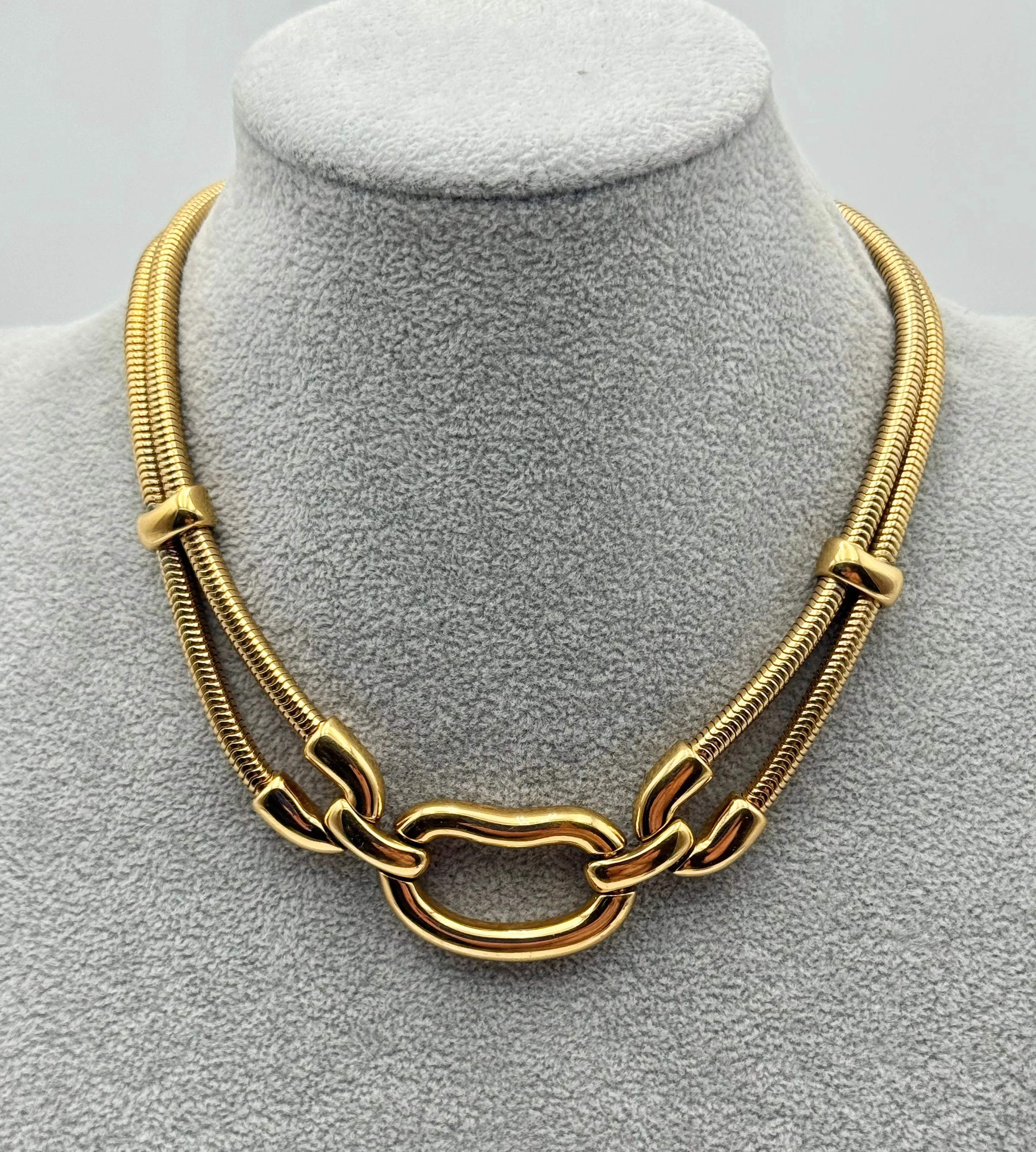 Product image for Monet Necklace Gold Tone Serpentine Chain Fold Over Clasp