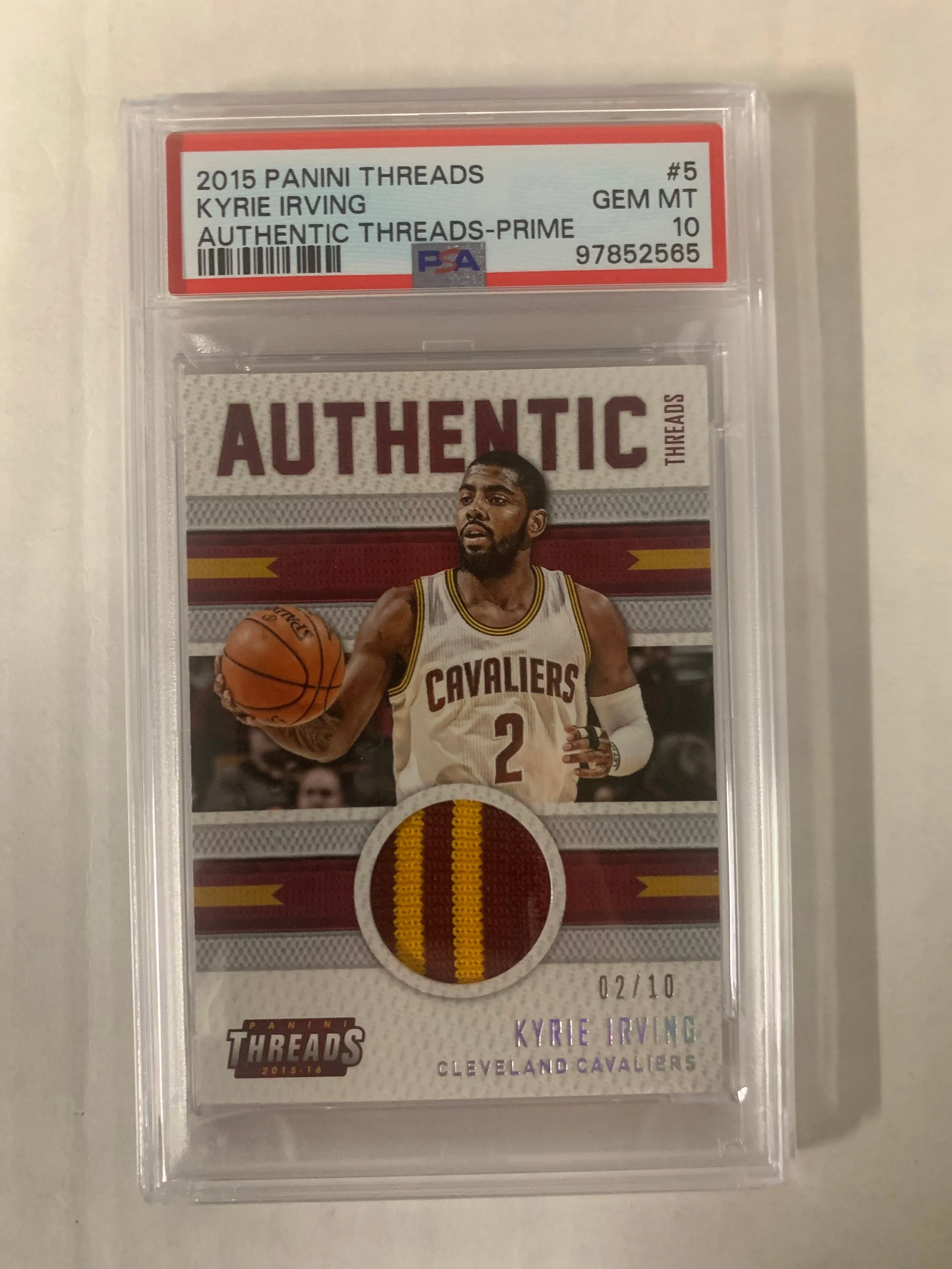 Product image for 2015 Panini Threads Kyrie Irving Authentic Threads Prime PSA 10