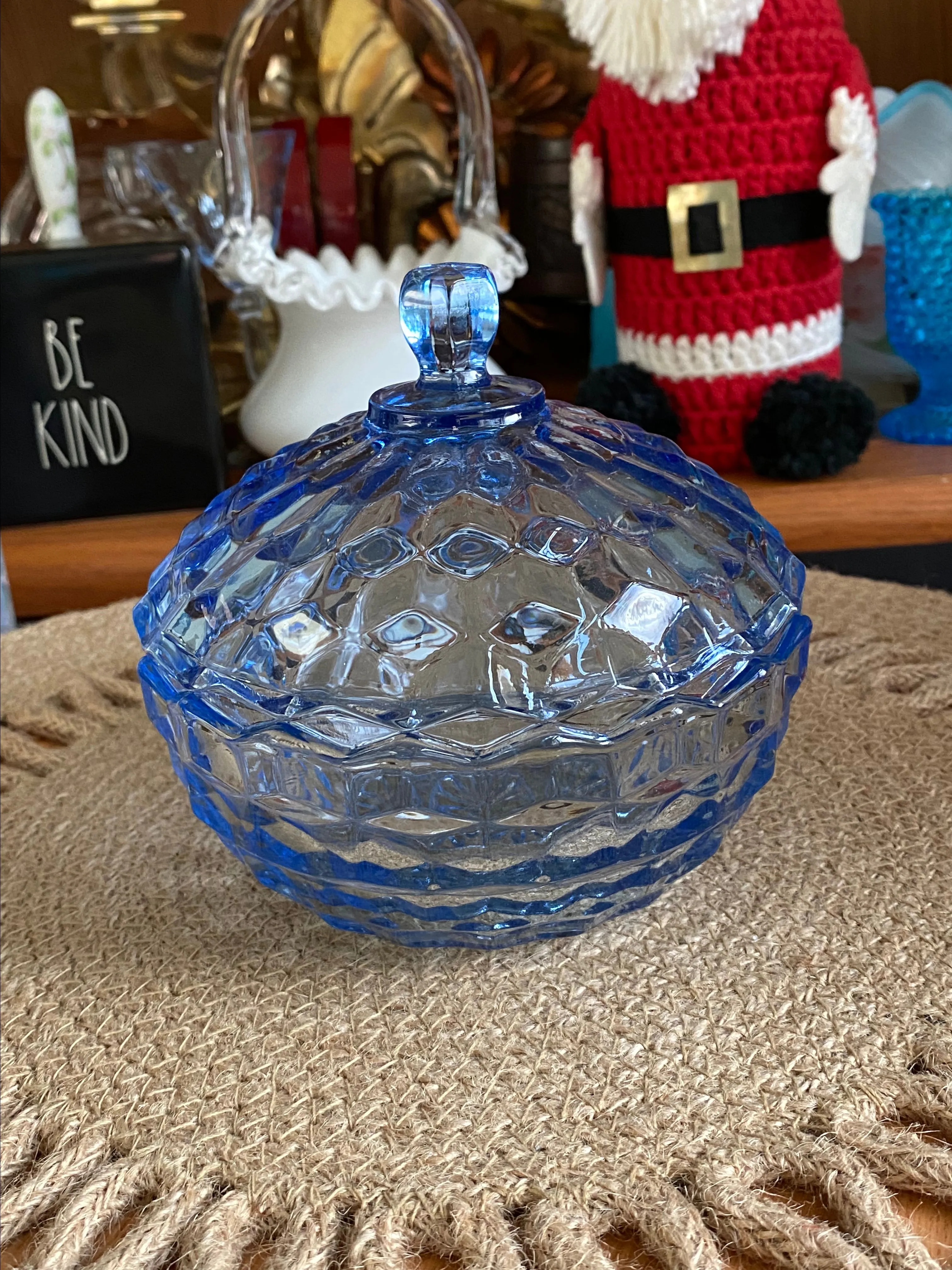 Product image for Indiana Glass Whitehall-Light Blue Cubist Candy Dish