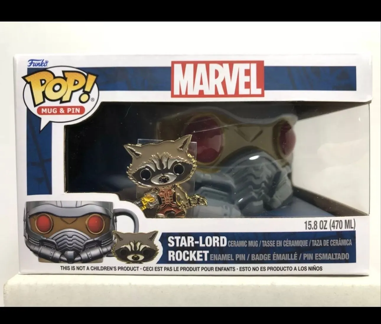 Product image for Funko Pop! Marvel Star-Lord Ceramic 16oz Mug & Rocket Pin