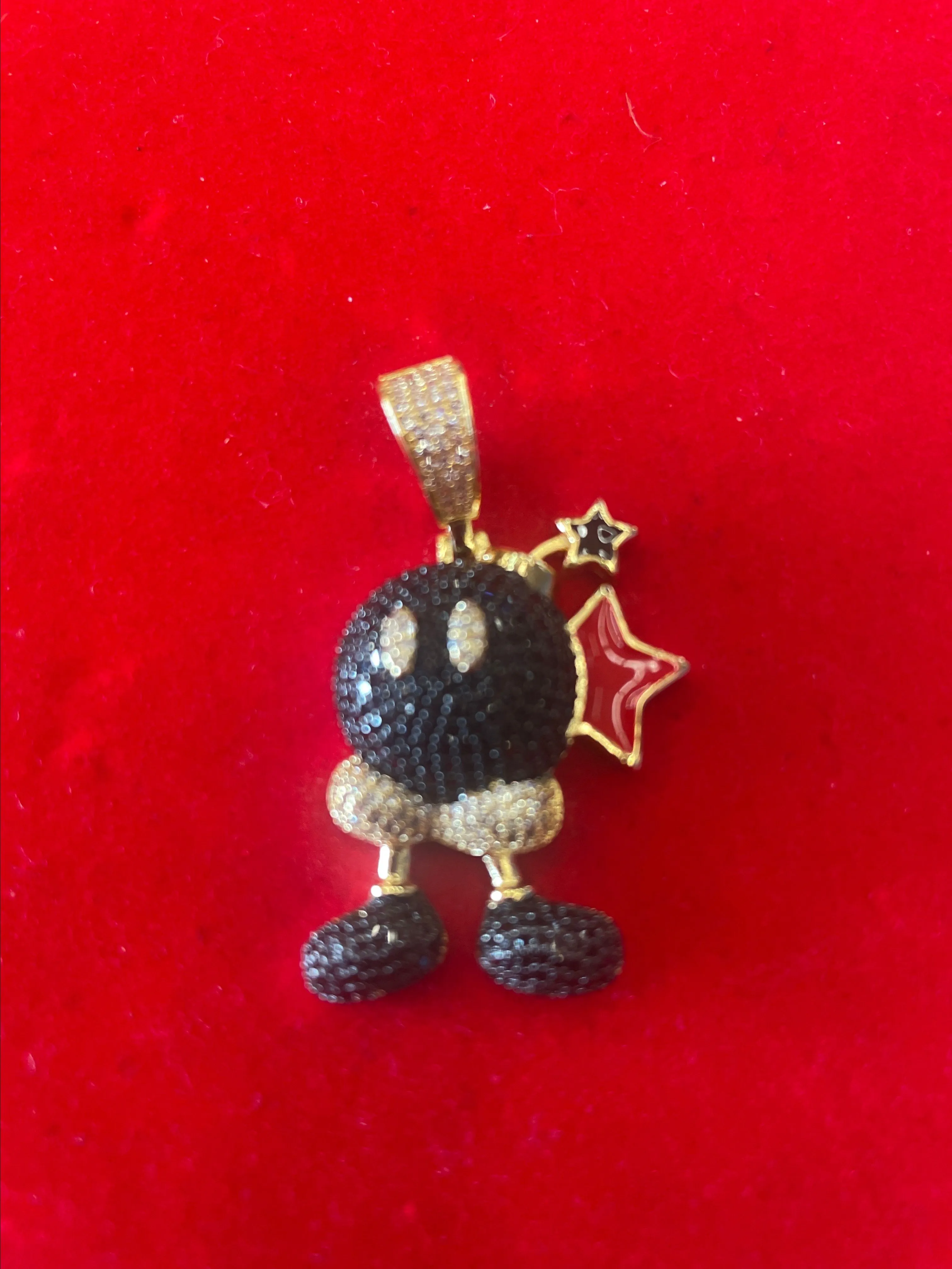 Product image for Bob-omb Iced Pendant – Gold Filled with VVSCZ & Star Power Pop