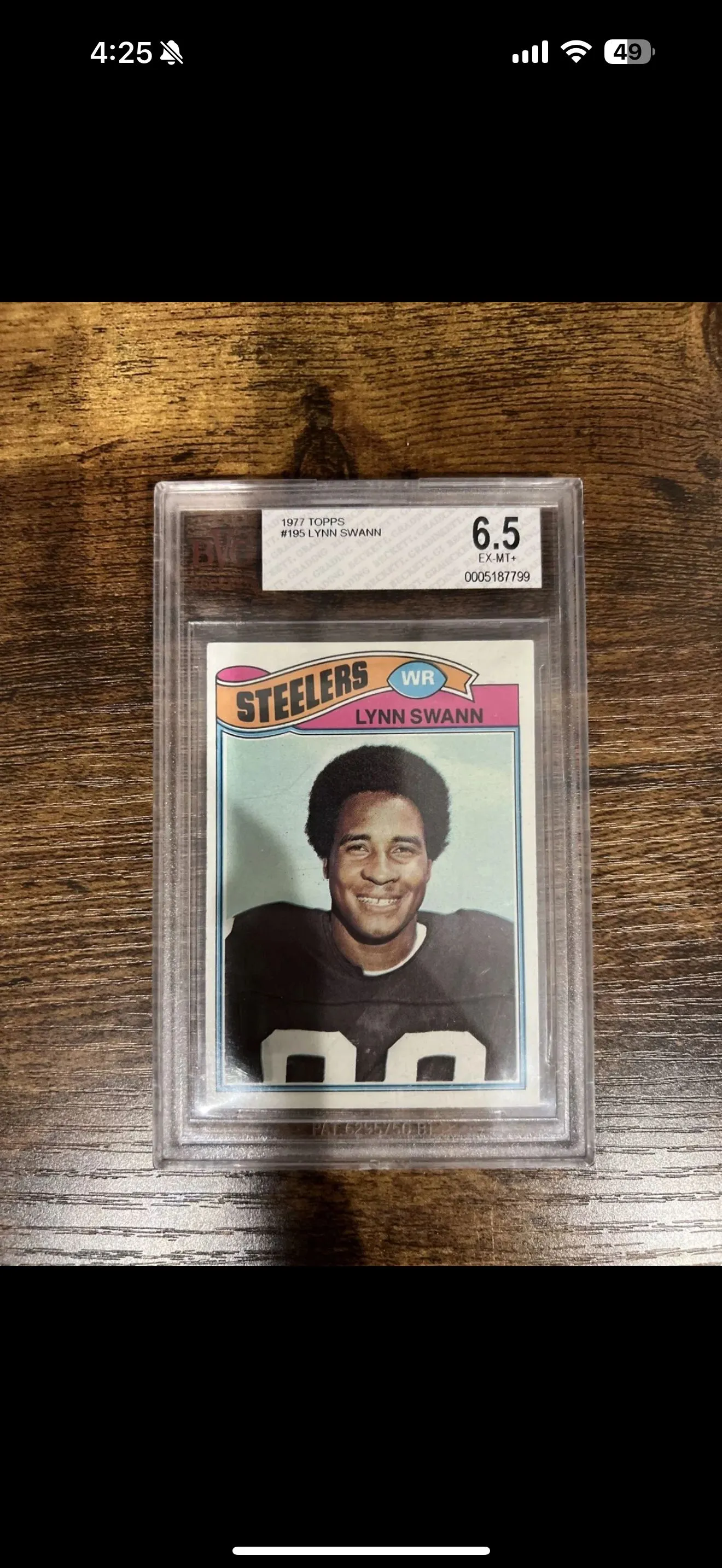 Product image for 1977 Topps Lynn Swann #195 BVG 6.5 Pittsburgh Steelers HOF Vintage