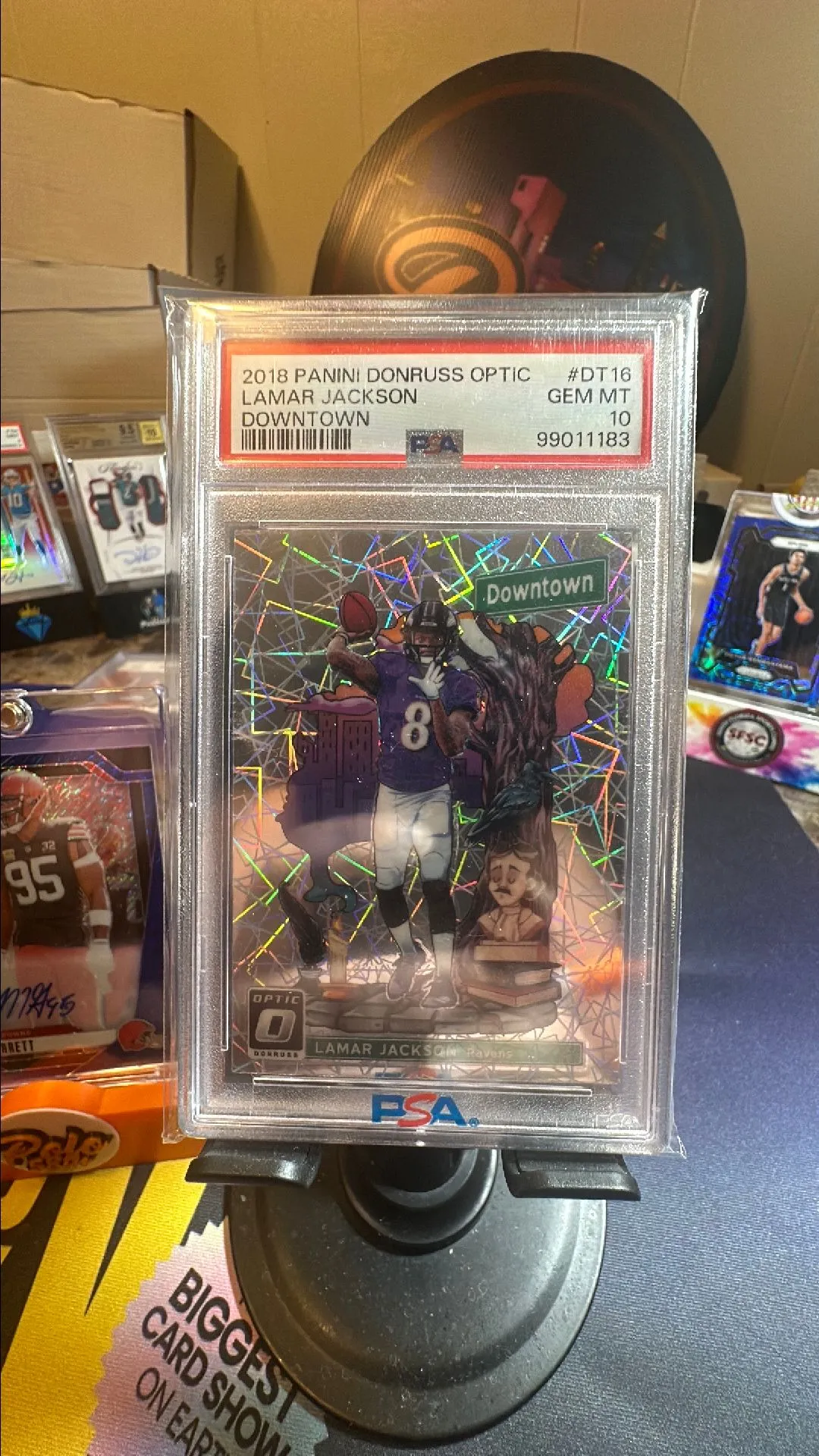 Product image for 2018 Panini Donruss Optic Downtown Lamar Jackson DT16 Downtown PSA GEM MT 10