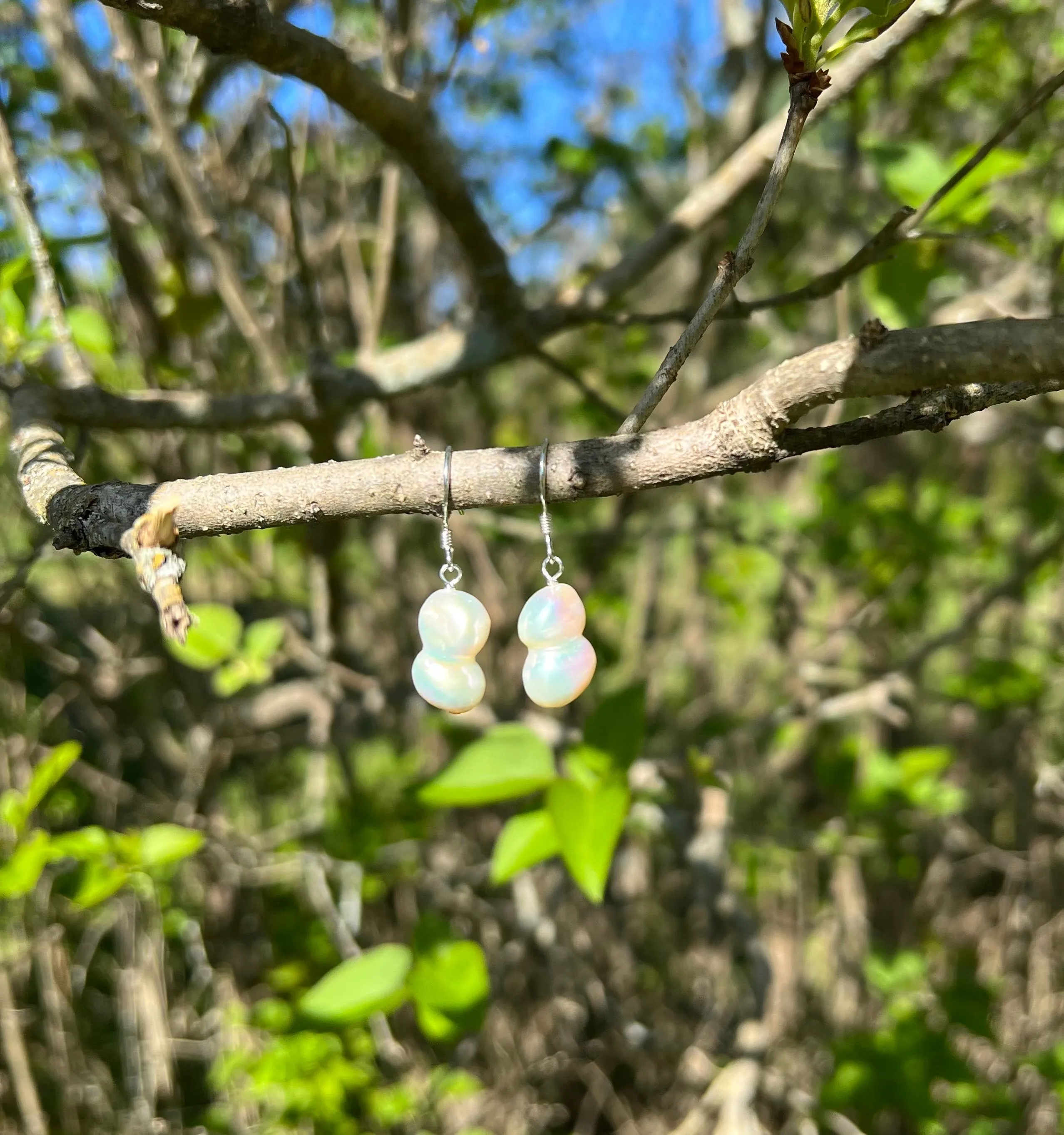 Product image for Twin Pearl Sterling Silver Dangle Earrings