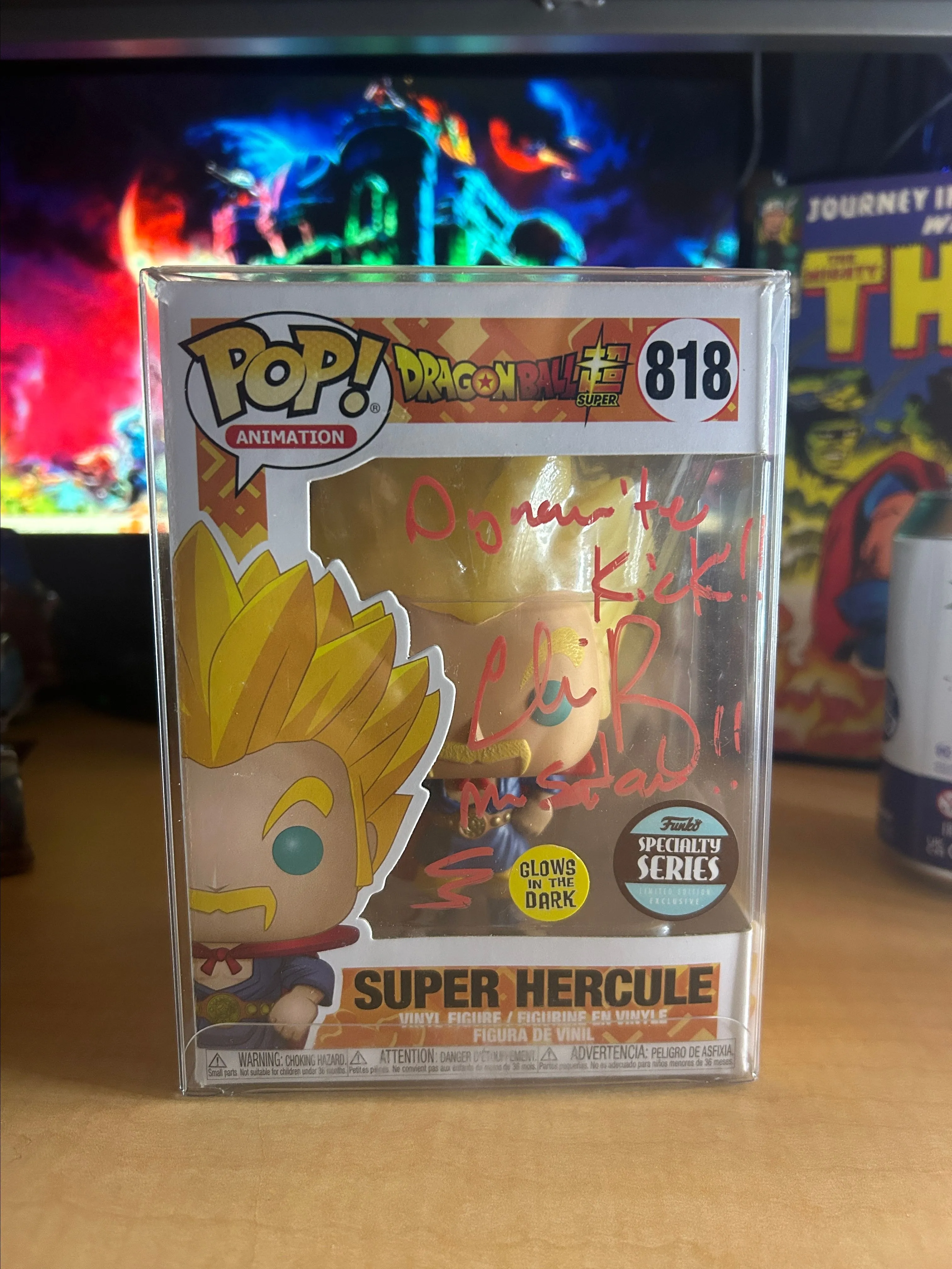 Product image for Funko Pop! Autographed by CHRIS RAGER Super Hercule Specialty GITD #818 - JSA B