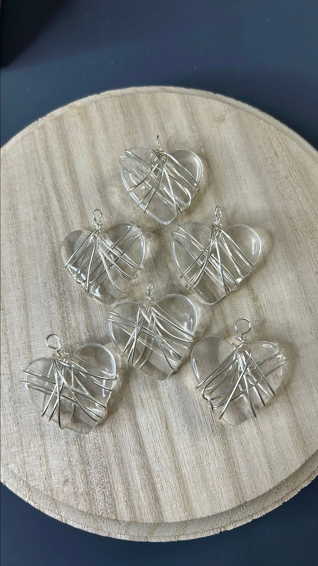 Product image for Pendant (6)- lucite wire wrapped in silver