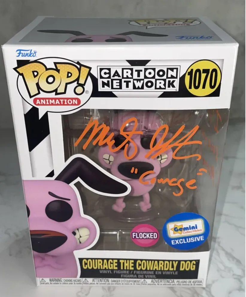 Product image for Funko: Flocked Courage The Cowardly Dog Signed by Marty Grabstein