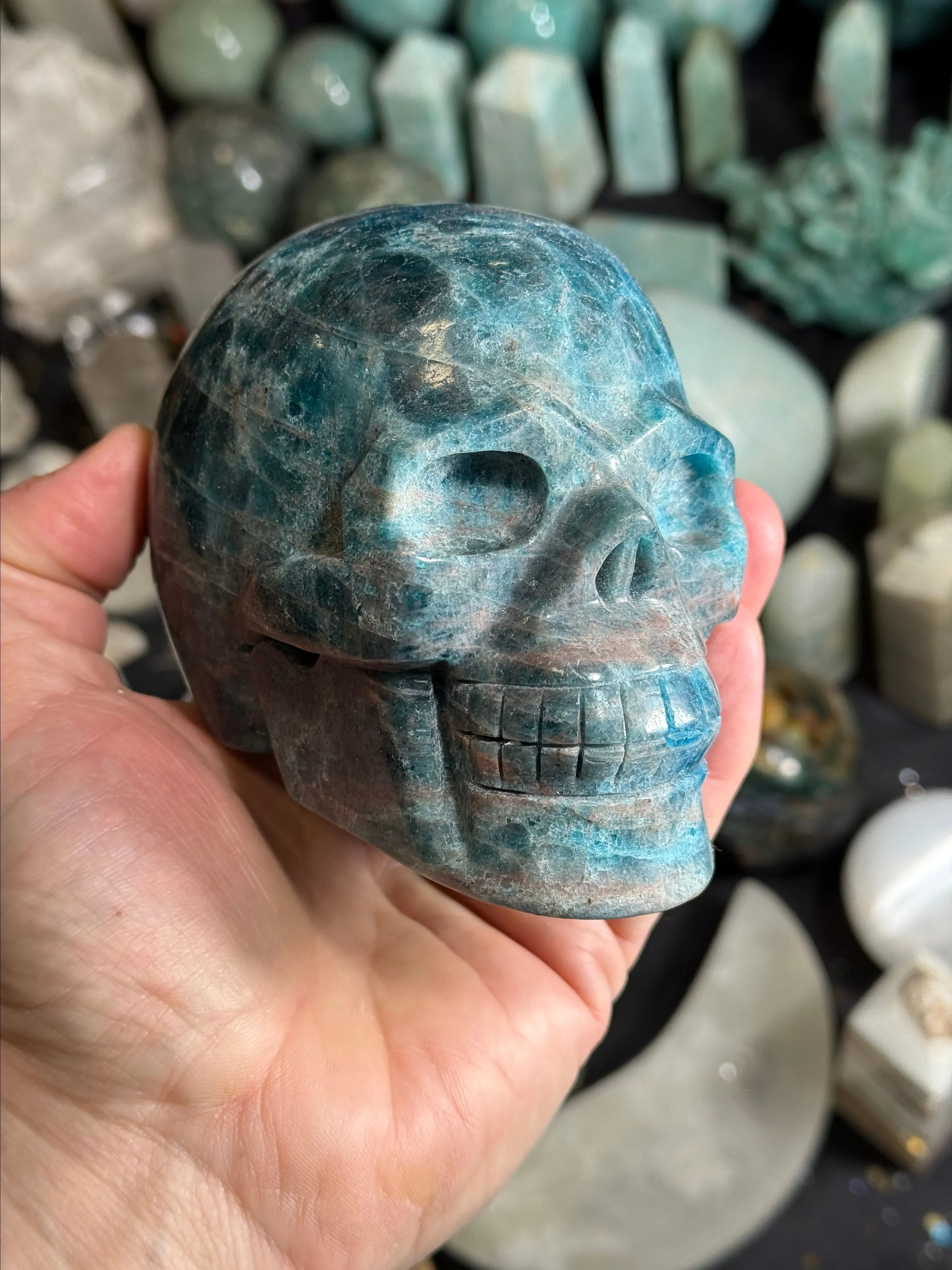 Product image for Blue Apatite Skull Carving #9
