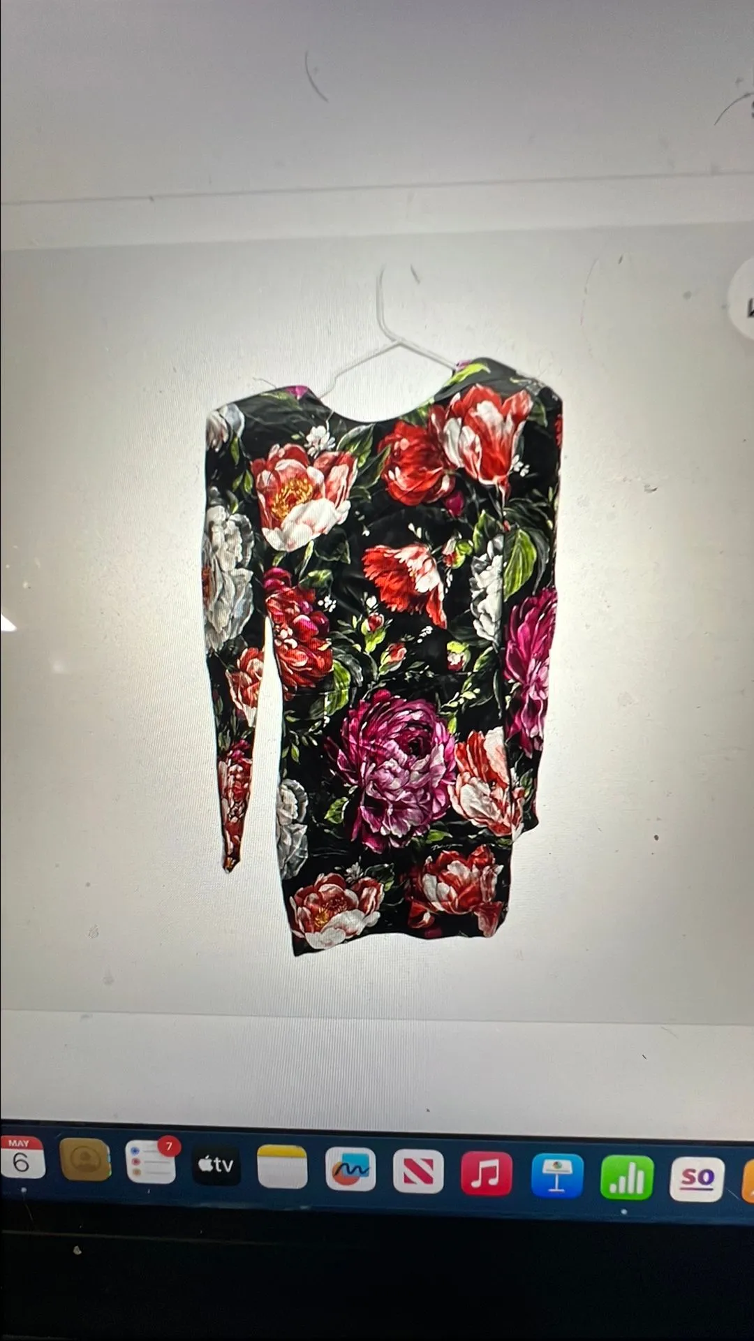 Product image for Dolce & Gabbana Floral Satin Mini Dress Padded Shoulder Size 40