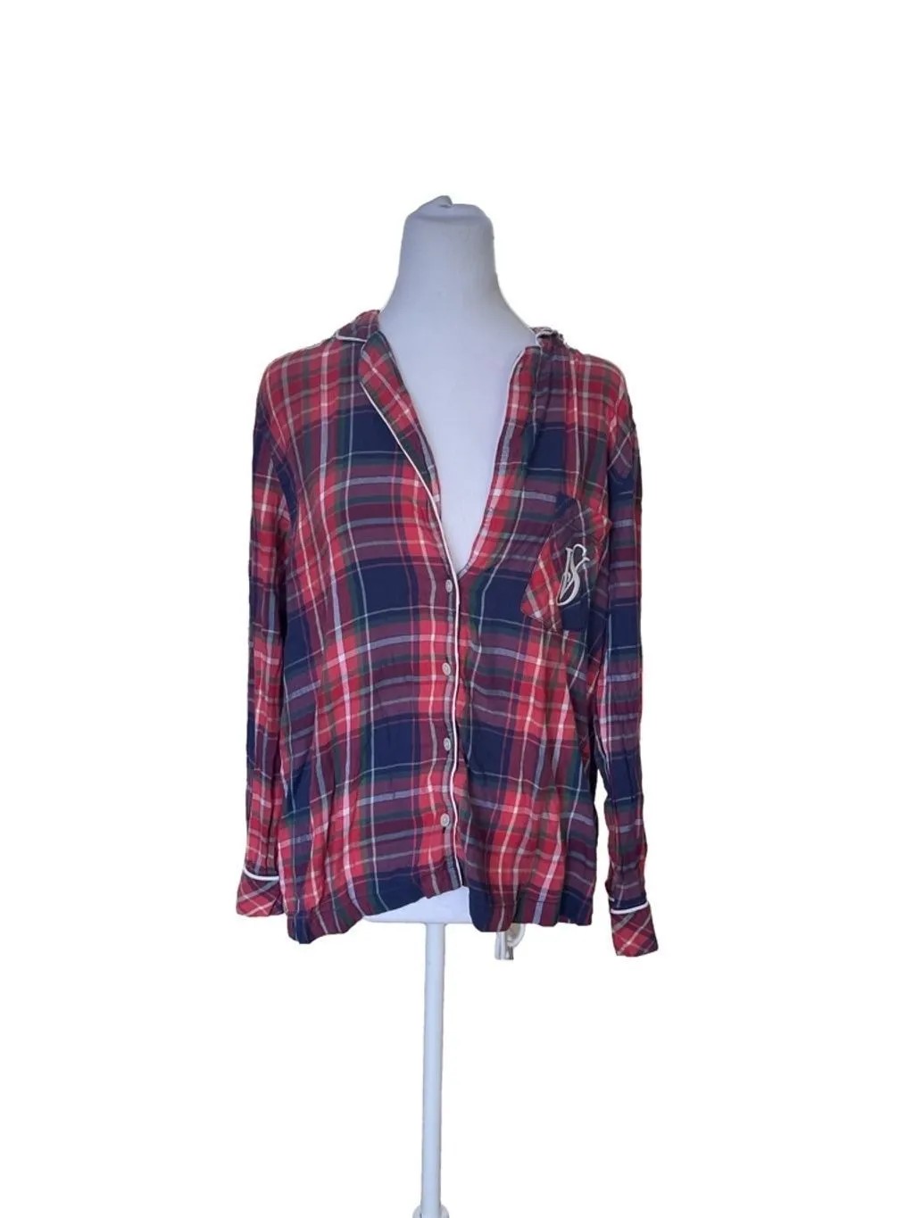 Product image for Women's Victoria's Secret Pajama Top, M, Red Plaid