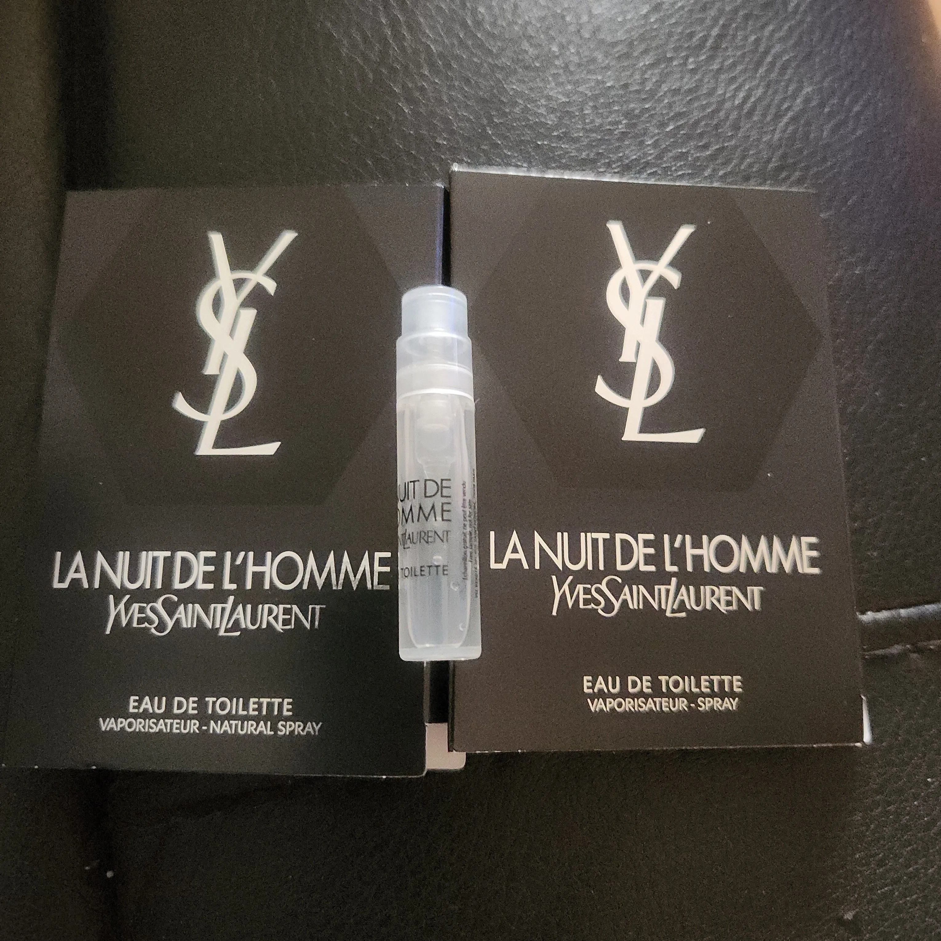 Product image for 2 YSL La Nuit De L' Homme Yves Saint Laurent Eau de Parfum Sample Spray. 1 4 ml, .04 fl oz.