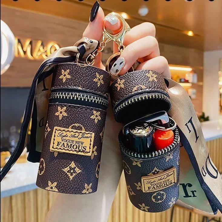 Product image for Keychain lipstick bag with silk scarf