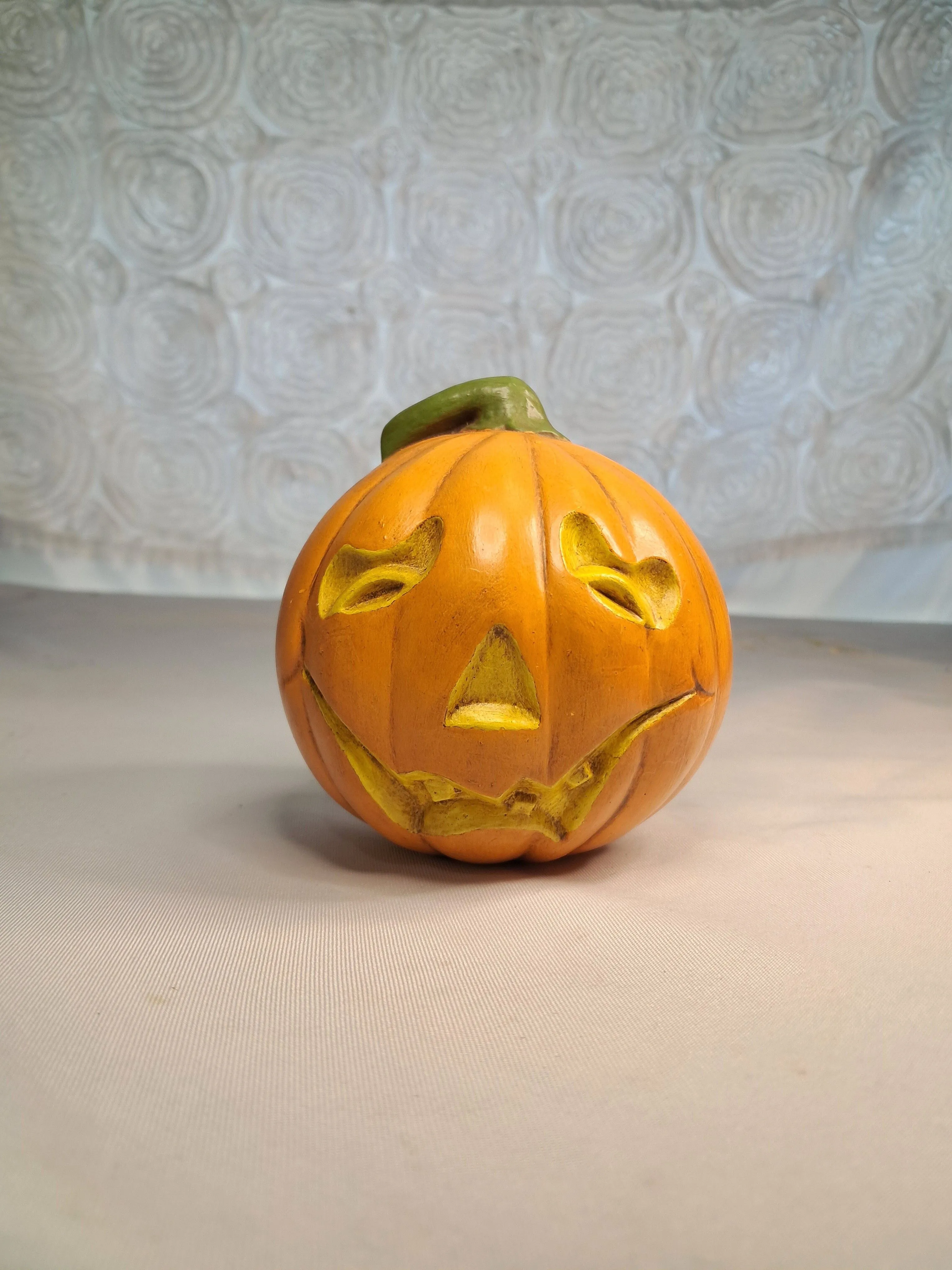 Product image for #2.  Small Ceramic Smiling Jack-o Lantern 