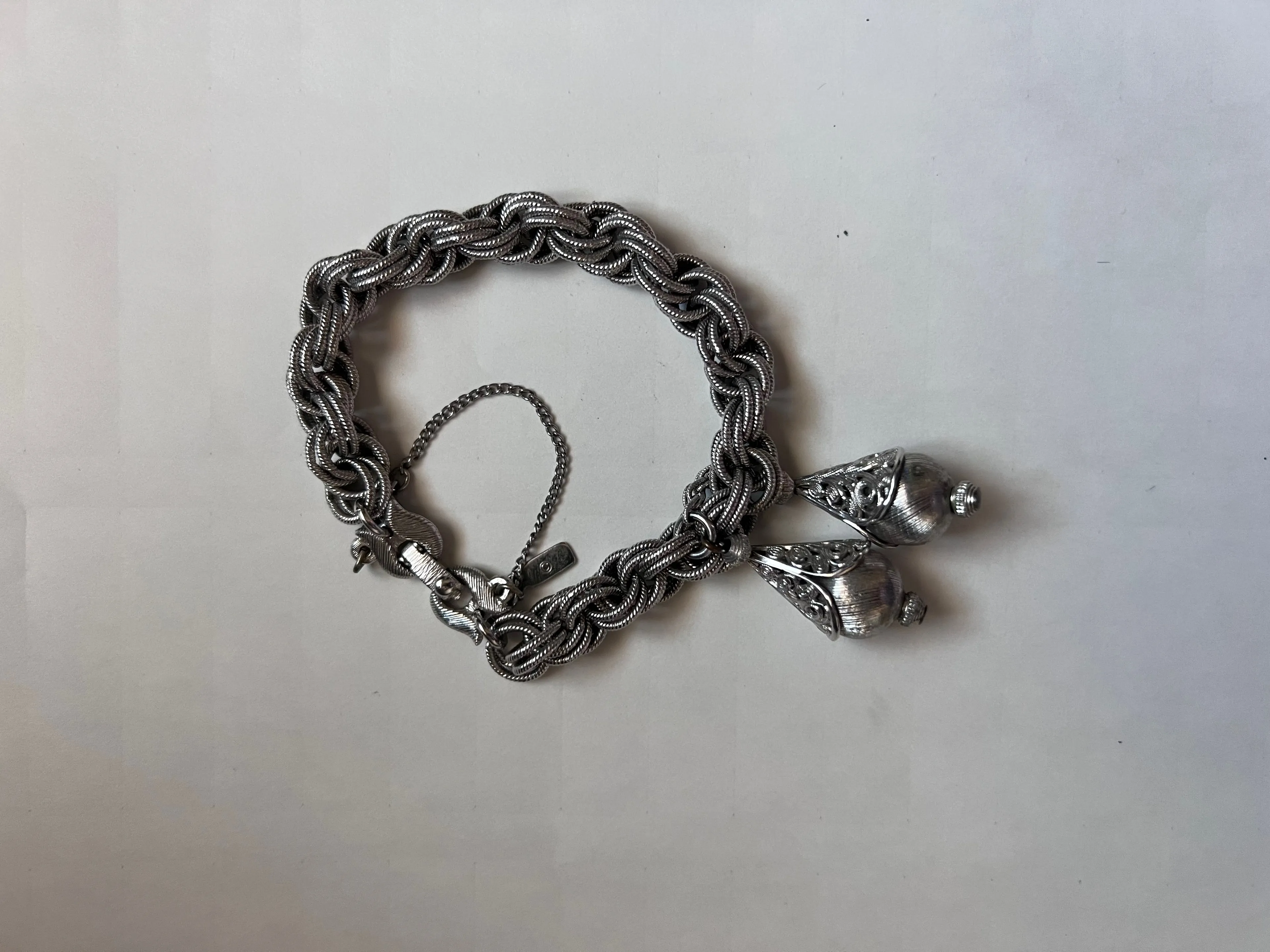 Product image for Vintage RARE Signed MONET Silver Tone Chain Link Bolero Collection Tassel Bracelet