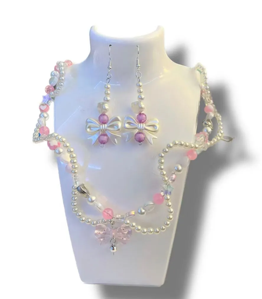 Product image for Cute bow necklace w earrings