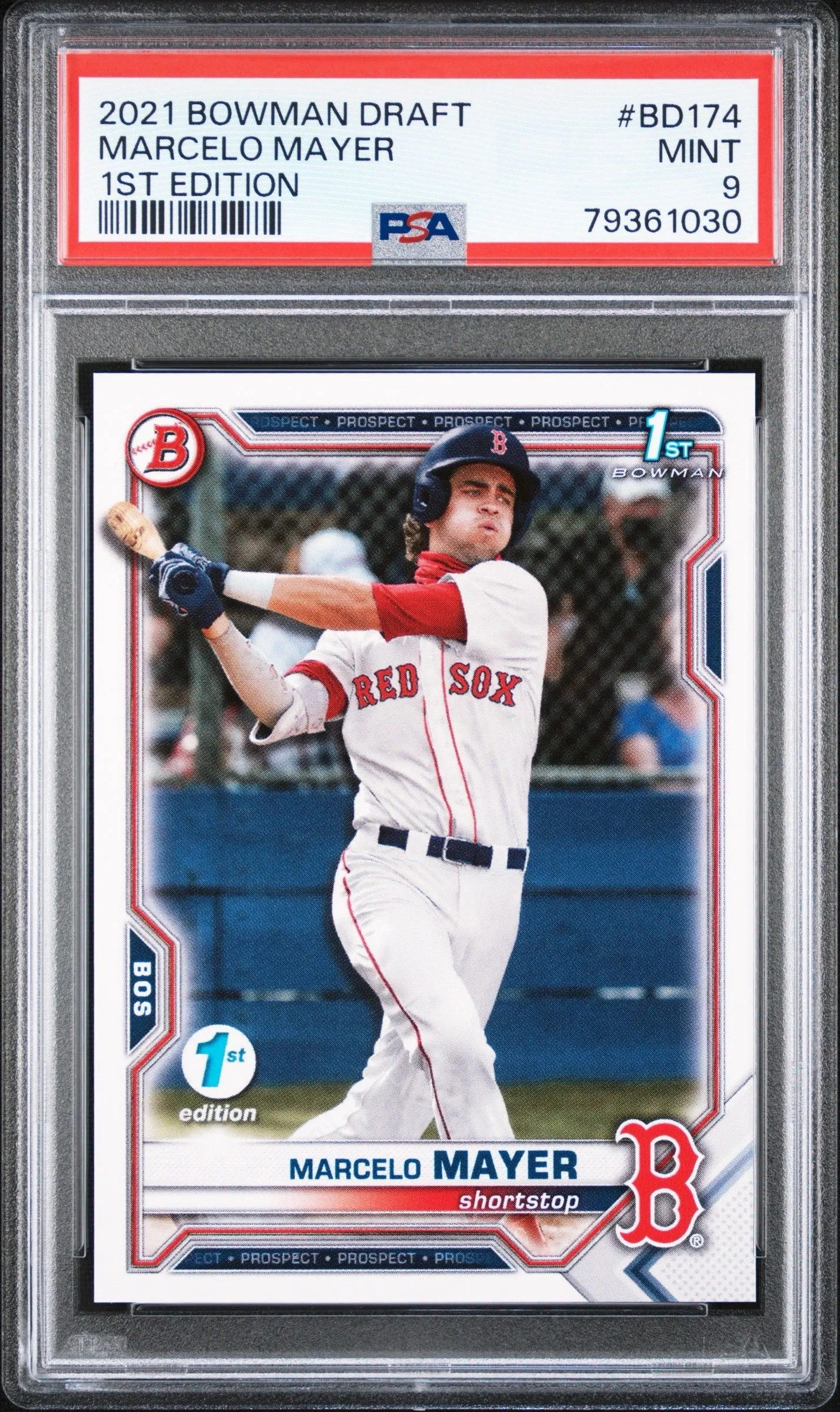 Product image for MARCELO MAYER 1ST BOWMAN & 1ST EDITION PSA 9 MINT 2021 Bowman Draft Boston Red Sox Baseball #BD-174