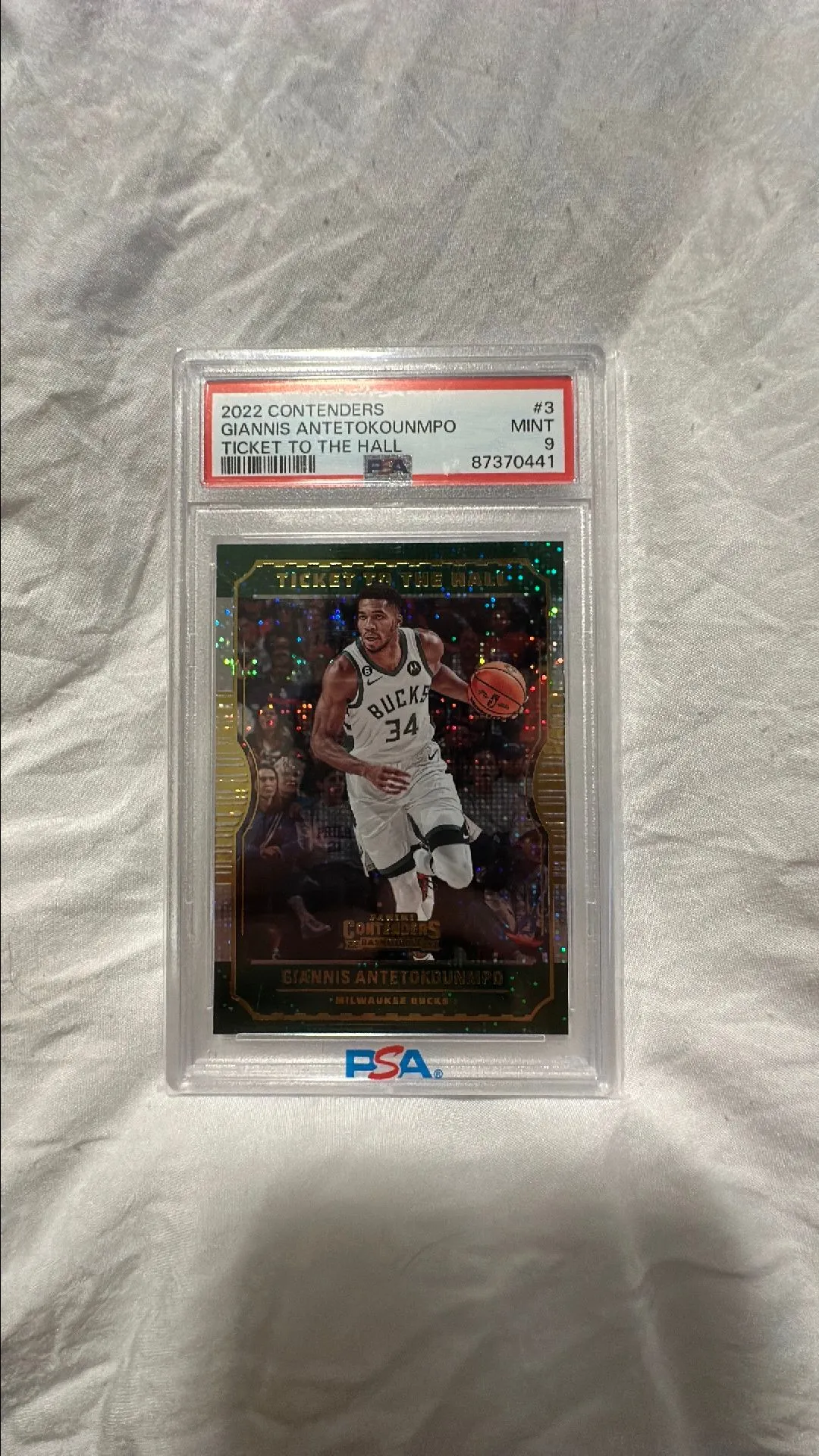 Product image for 2022 Panini Contenders Ticket To The Hall Giannis Antetokounmpo 3 Ticket To The Hall PSA MINT 9
