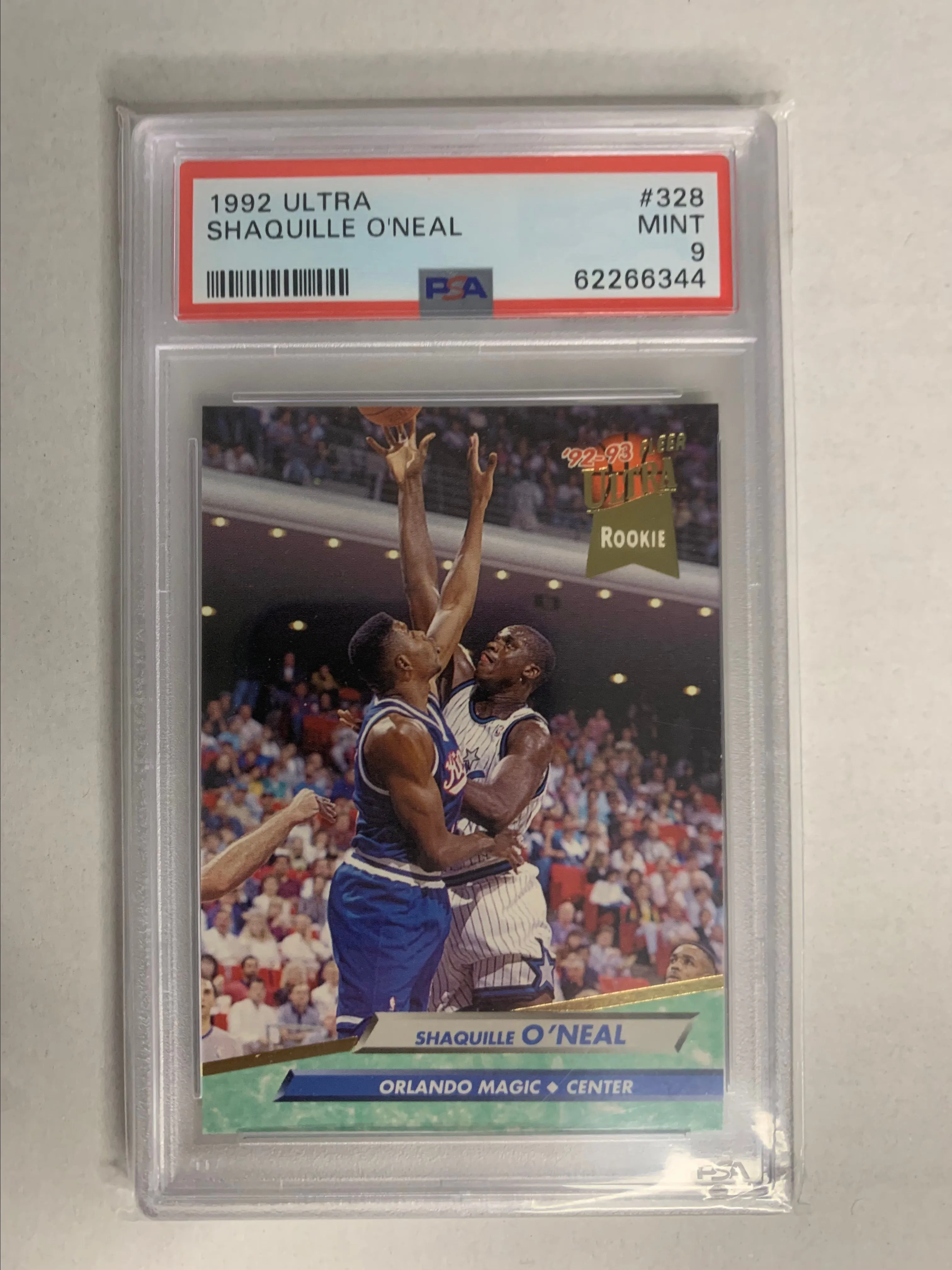 Product image for 1992 Ultra Shaquille O'Neal 328  PSA MINT 9