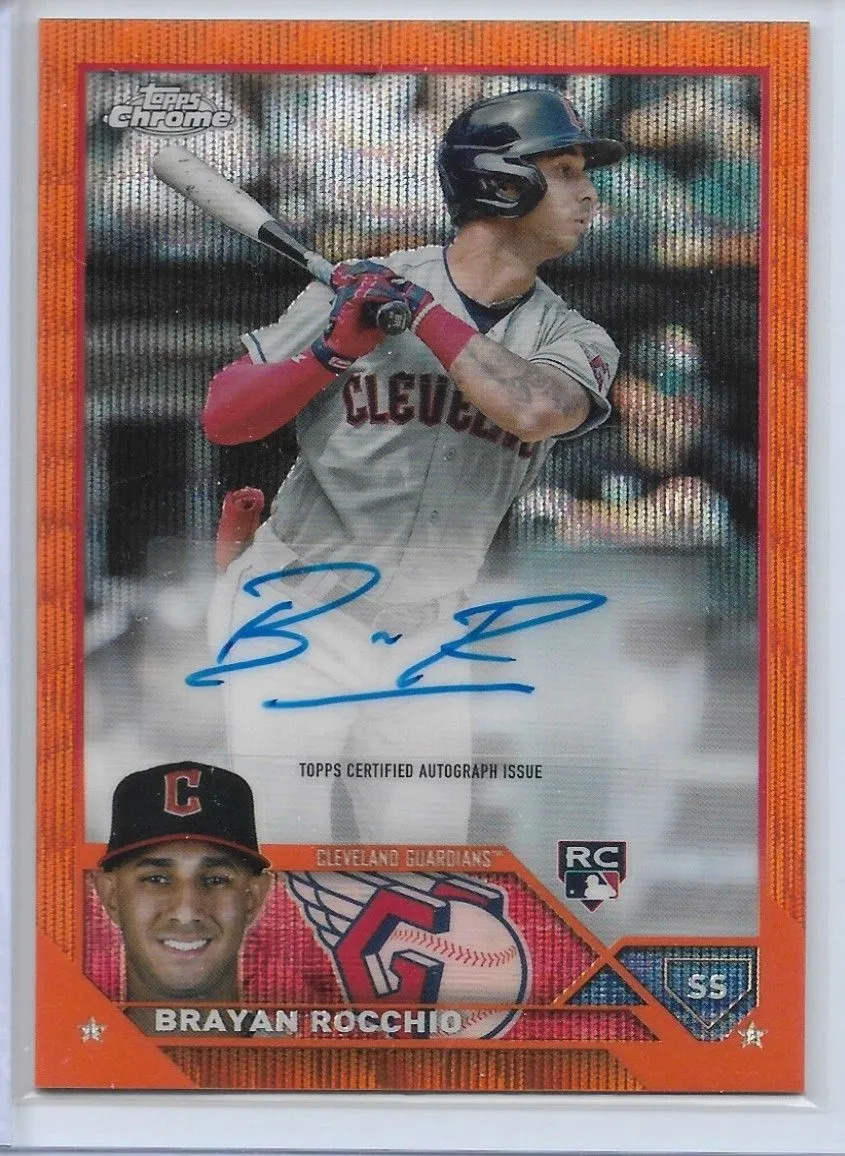Product image for Topps Brayan Rocchio (Cleveland Guardians) Chrome Autograph 5/25 Topps Chrome 2023 Rookie Card