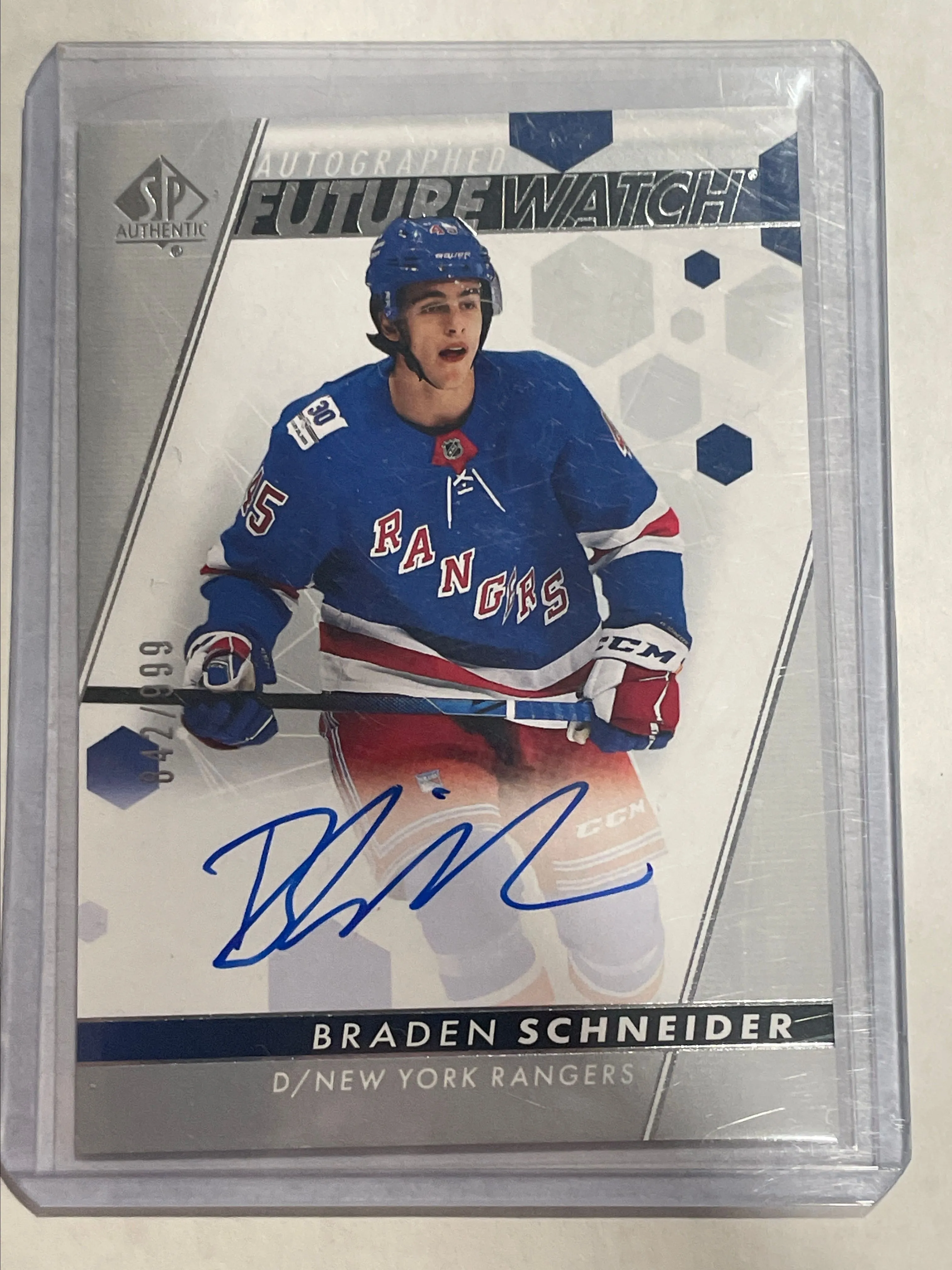 Product image for Braden Schneider FWA /999 New York Rangers