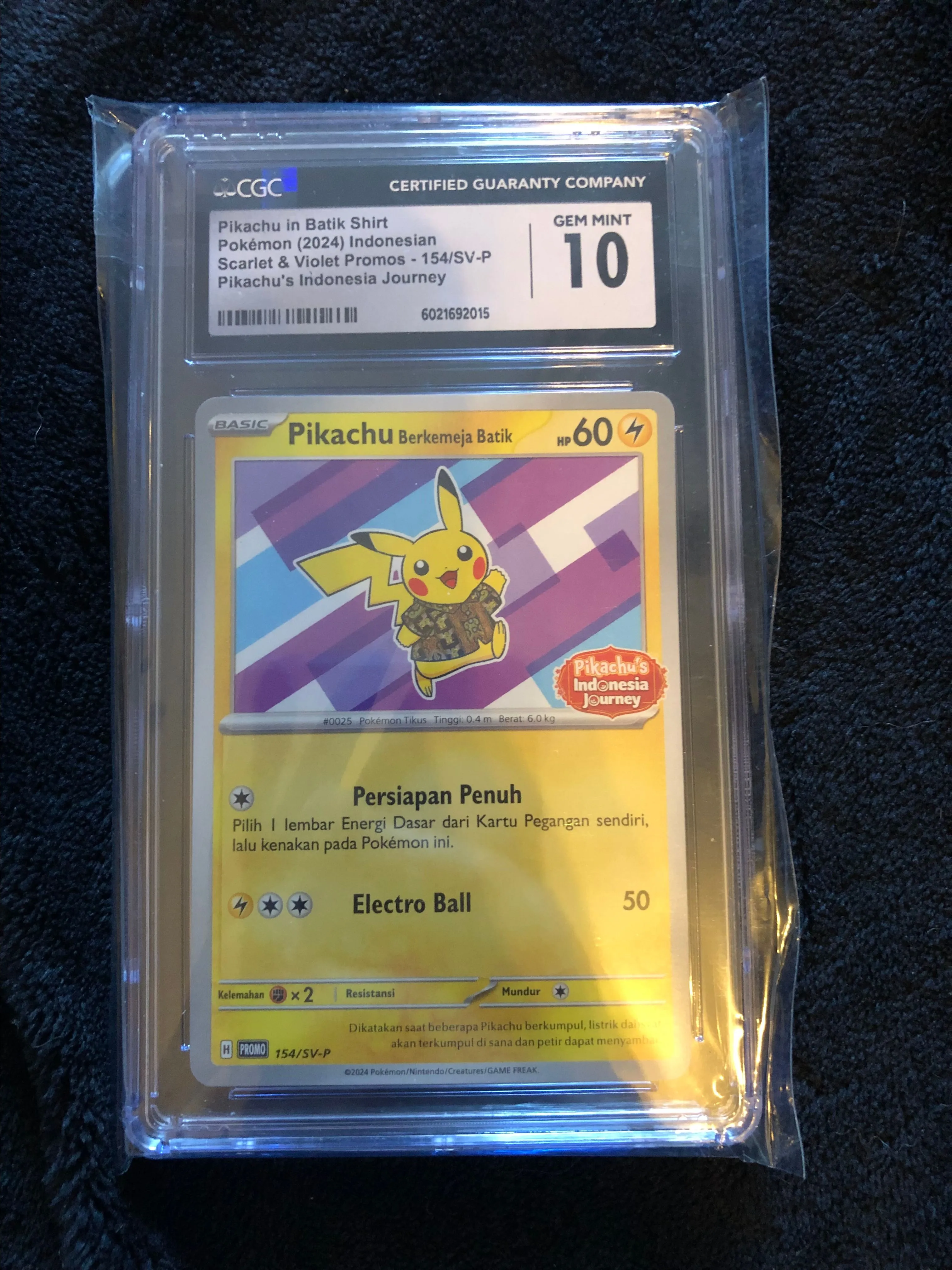 Product image for Pokemon CGC Gem Mint 10 Pikachu Berkemeja Batik #154