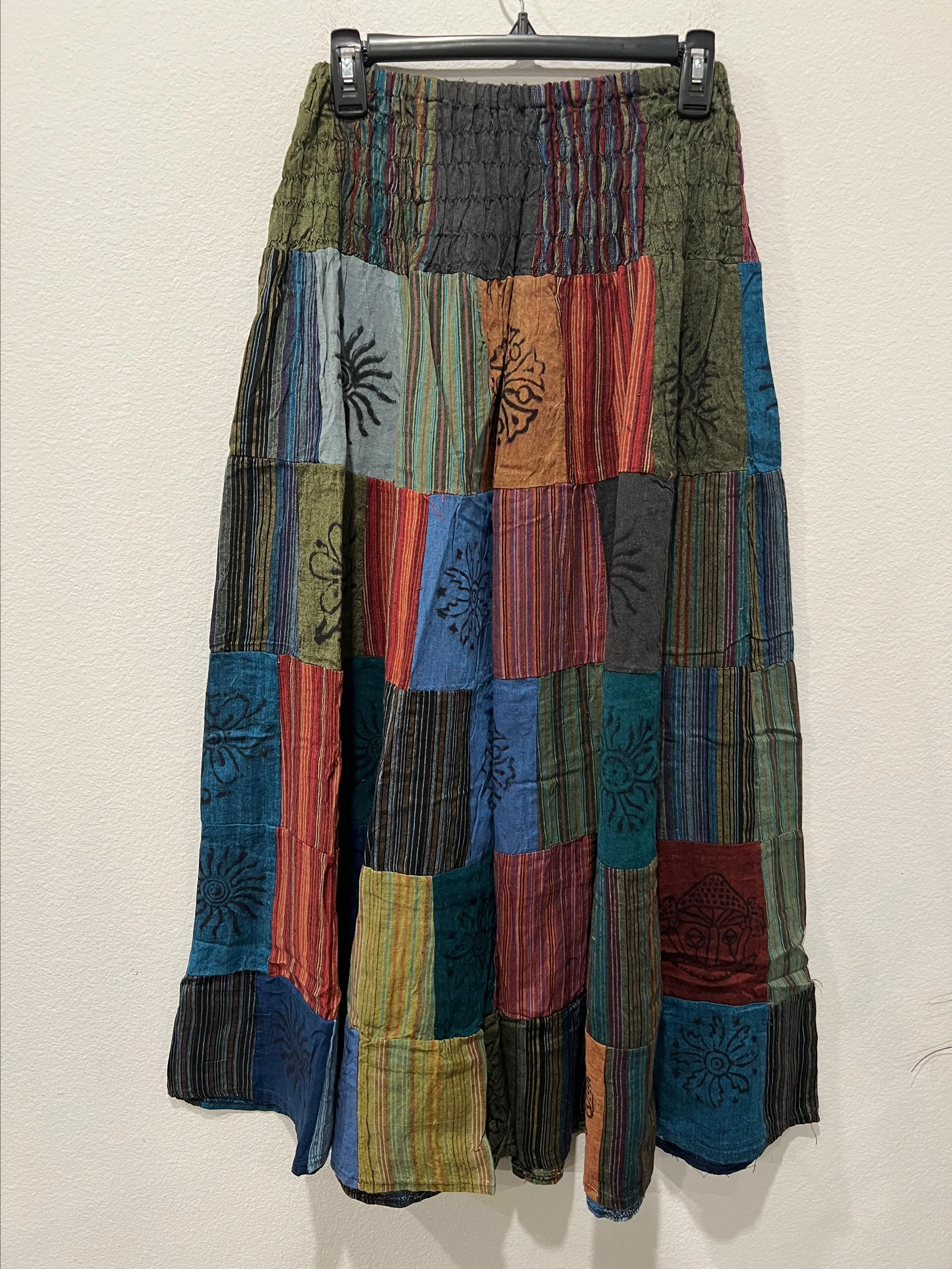 Product image for Multicolor Patchwork Bohemian Skirt by Kathmandu One Size Fits S-XL