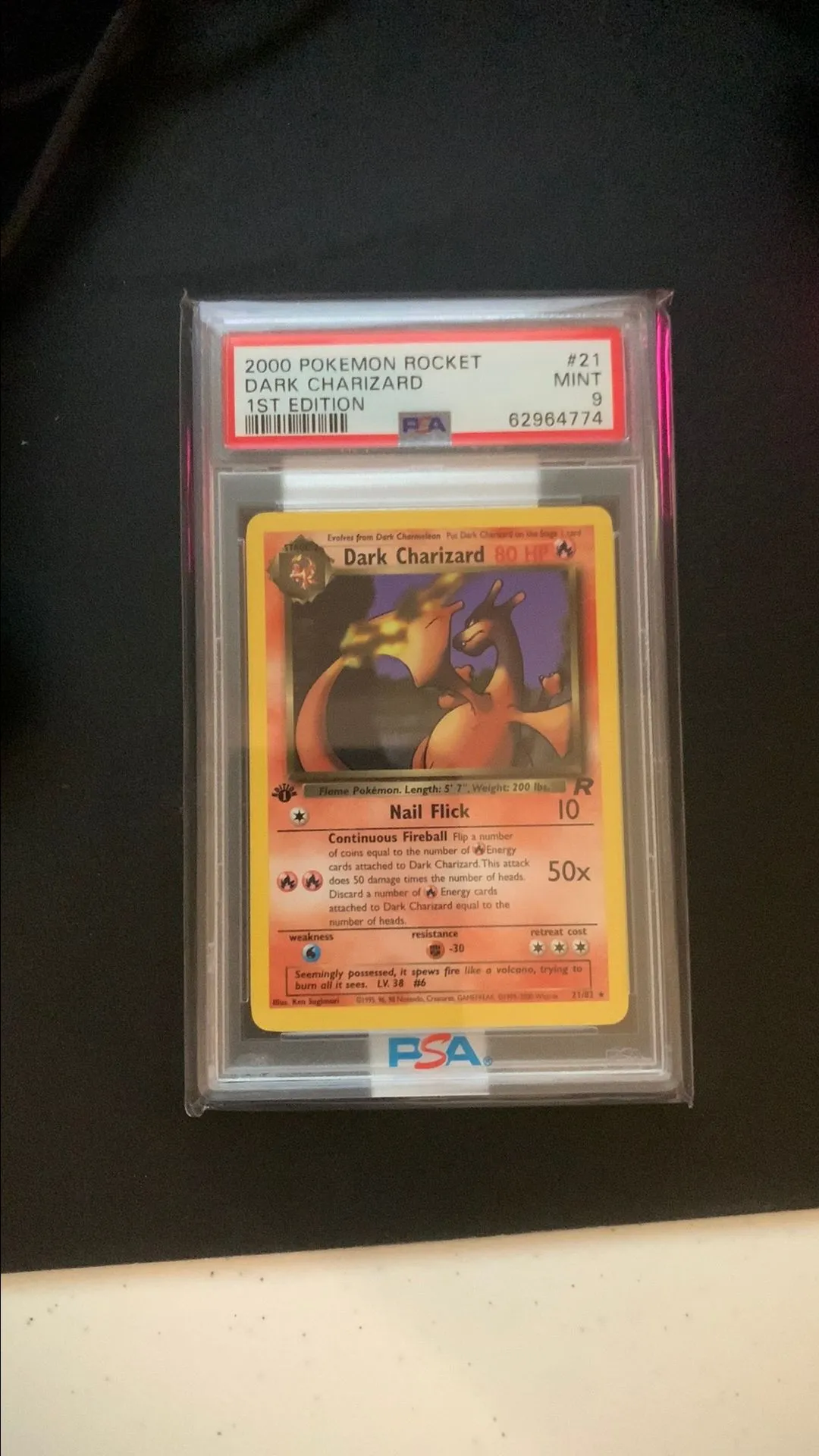 Product image for 2000 Pokémon Rocket Dark Charizard 1st Edition  Mint 9